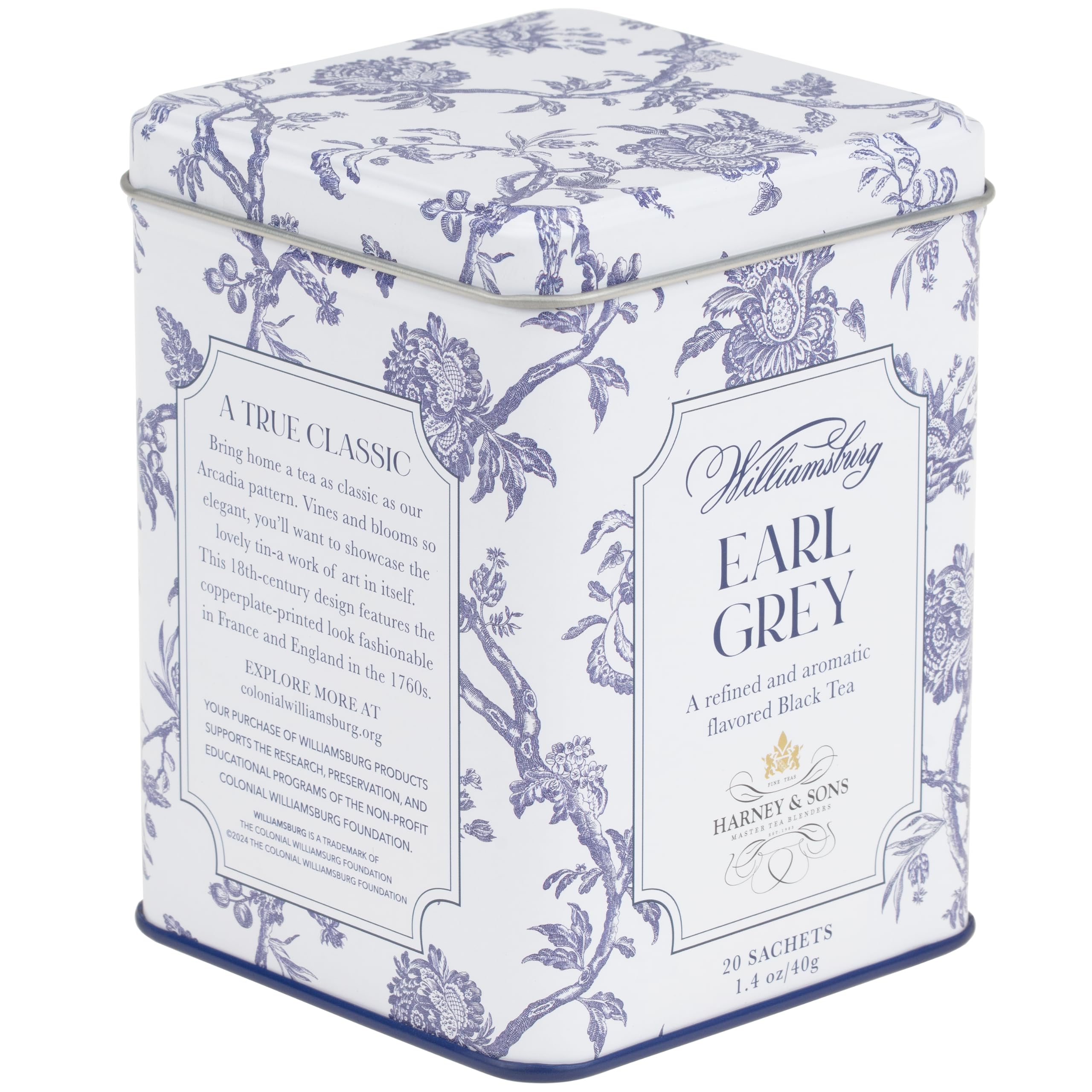 Harney & Sons detalle del diseño Arcadia que embellece la lata