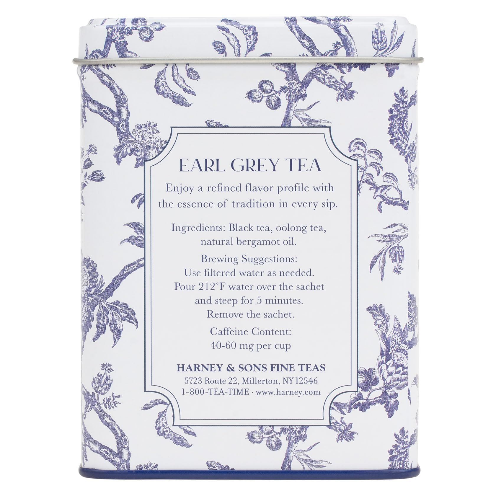 Harney & Sons taza de earl grey servido, aroma y sabor equilibrado
