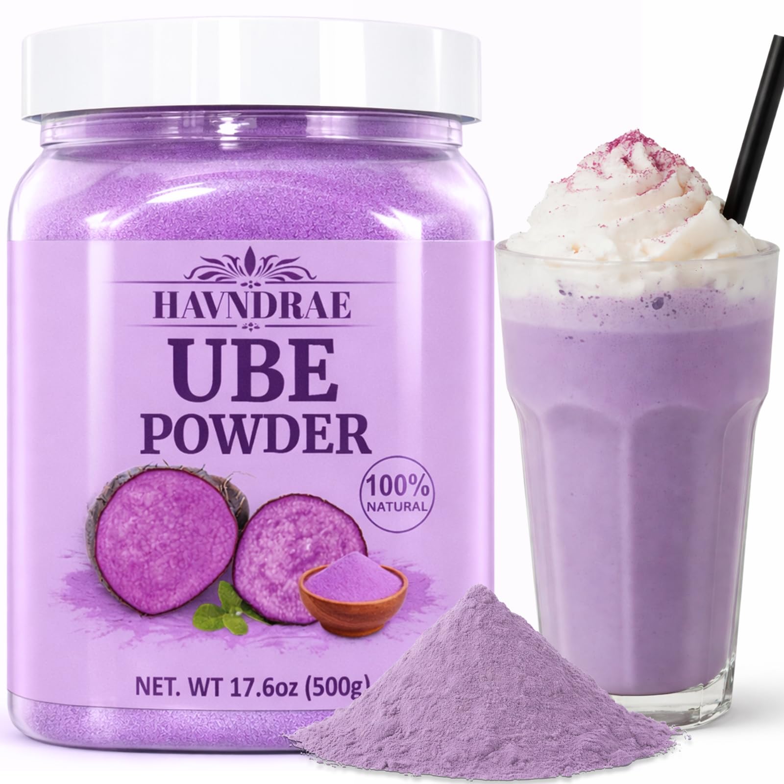 HAVNDRAE frasco frontal de 500 g que muestra el envase resellable