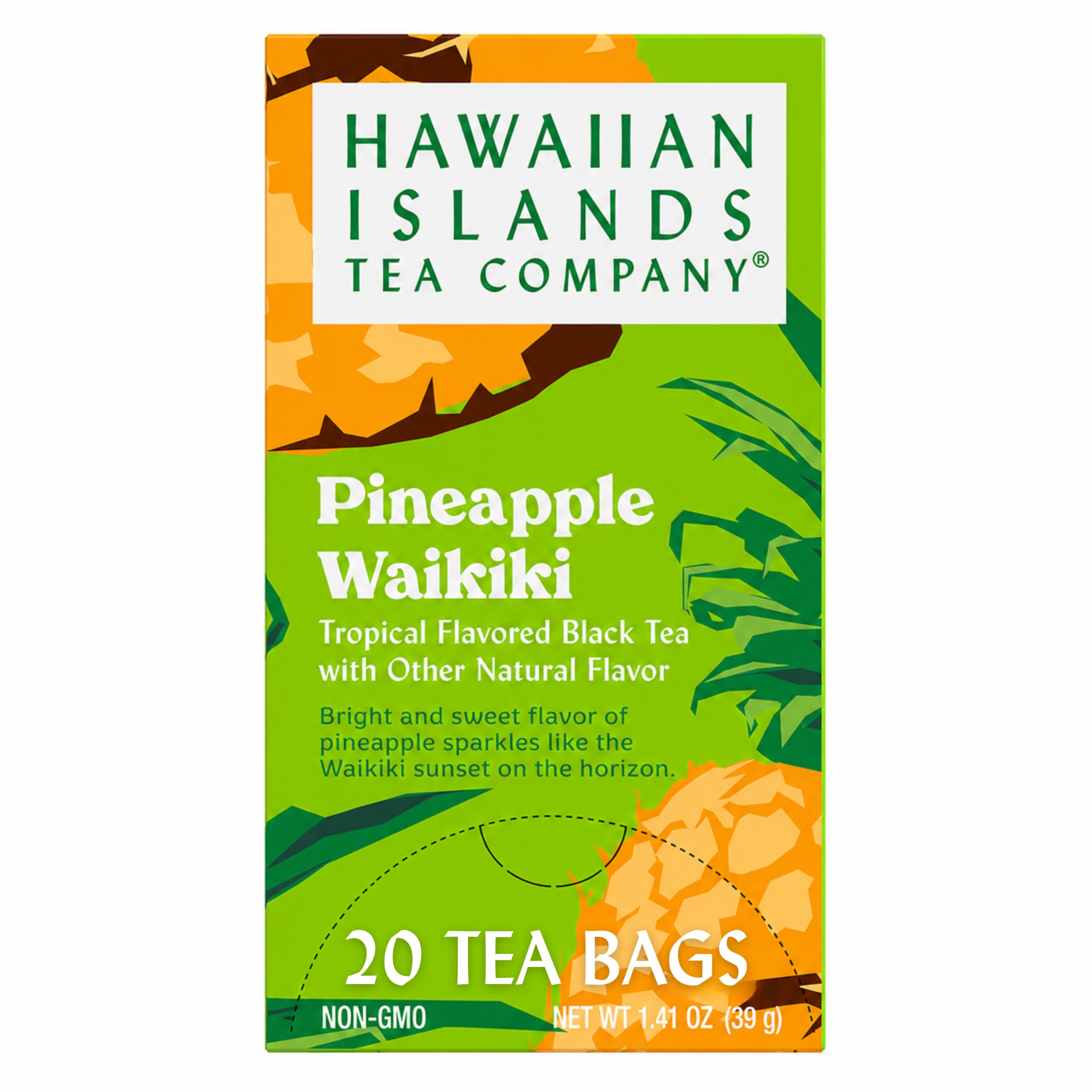 Hawaiian Islands Tea Company frente de caja mostrando diseño y beneficios