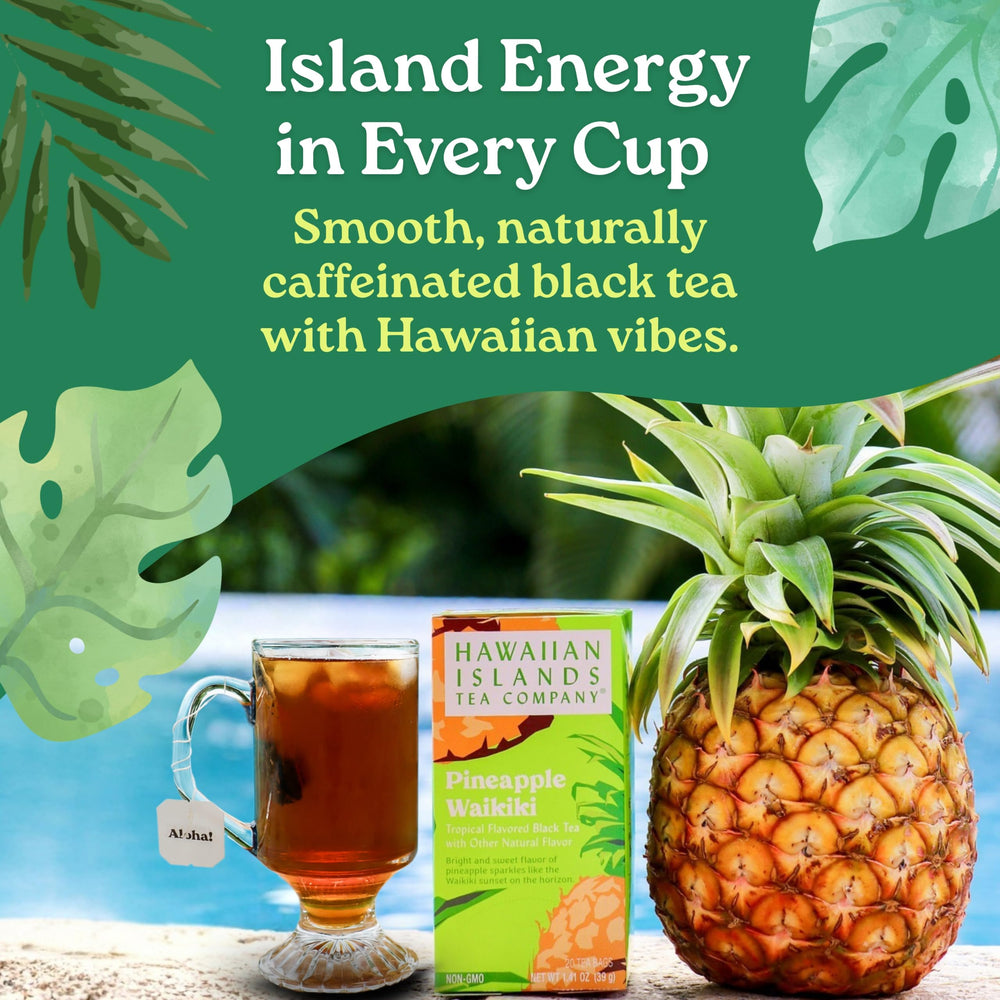 Hawaiian Islands Tea Company taza caliente resaltando aroma y cuerpo