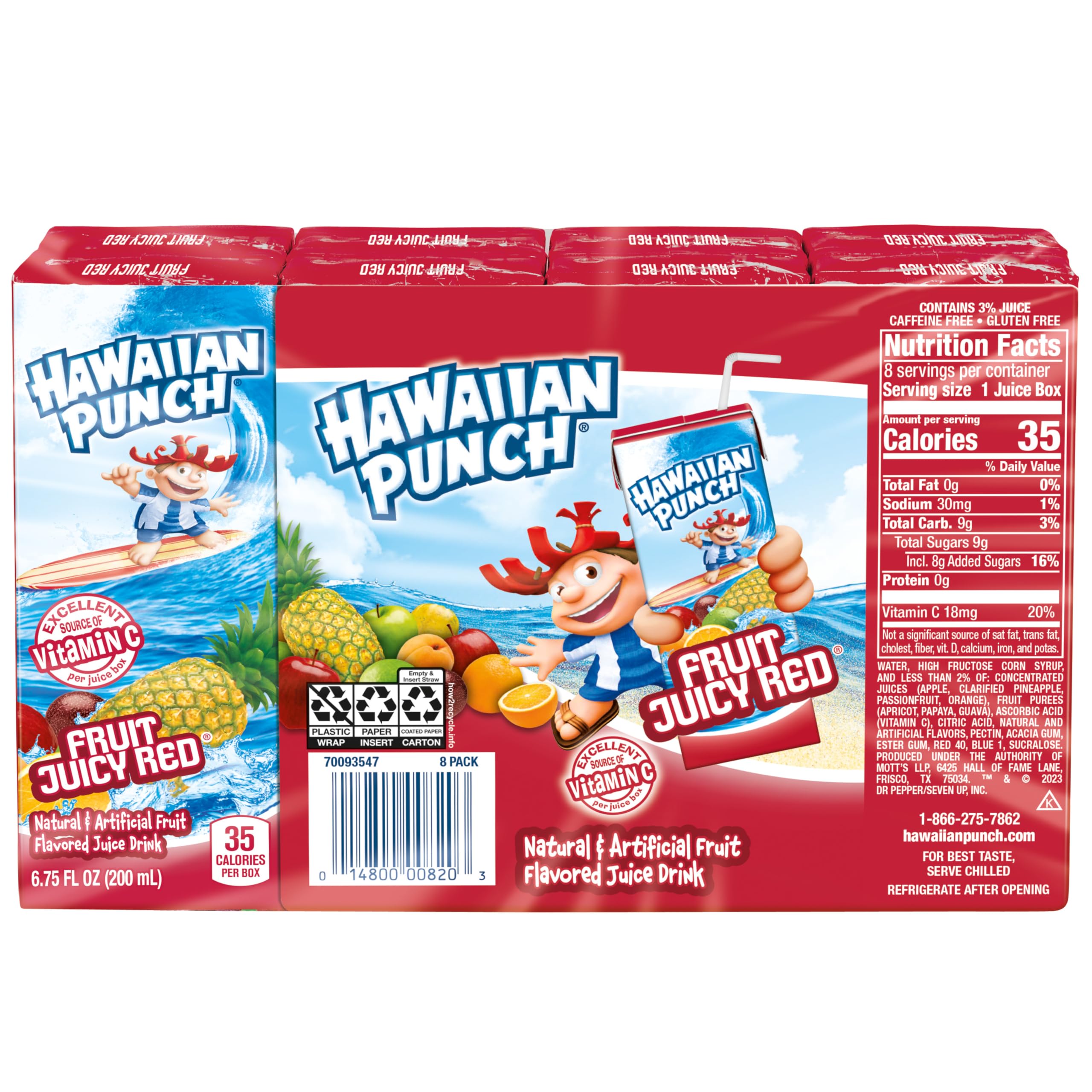 Hawaiian Punch caja abierta mostrando varias cajas listas para usar
