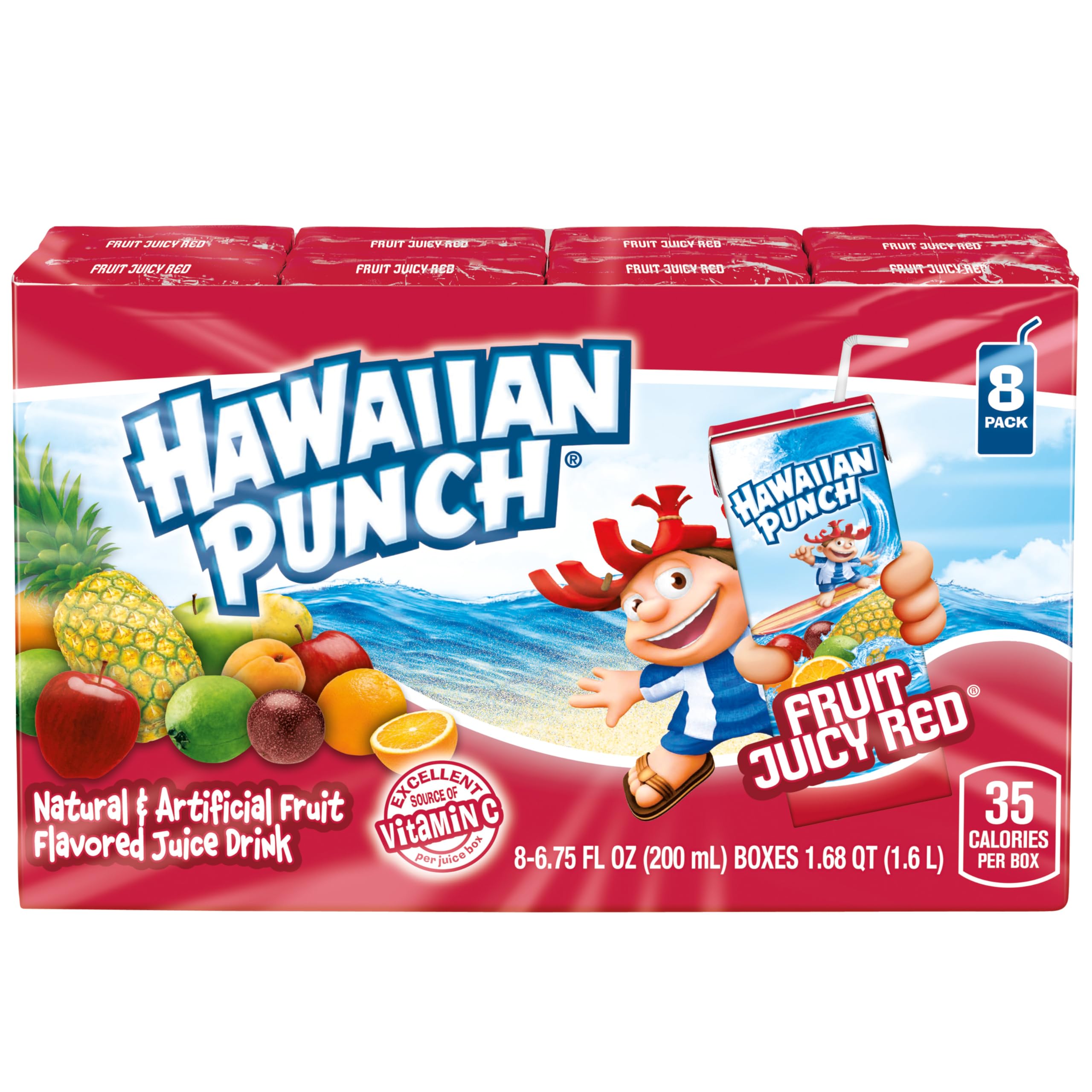 Hawaiian Punch lado a lado para comparar tamaño de porción