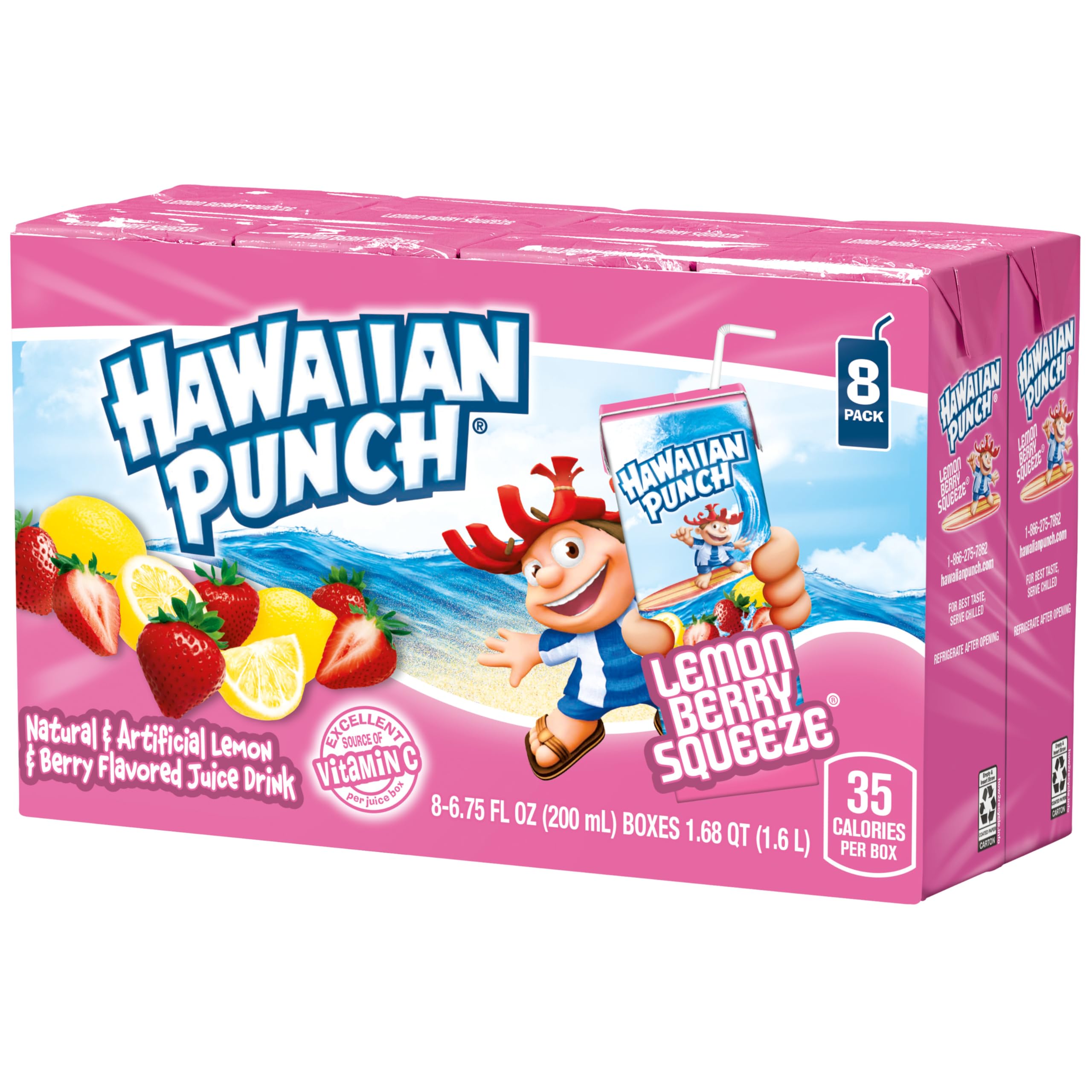 HAWAIIAN PUNCH comparación de tamaño con una lata para referencia de volumen