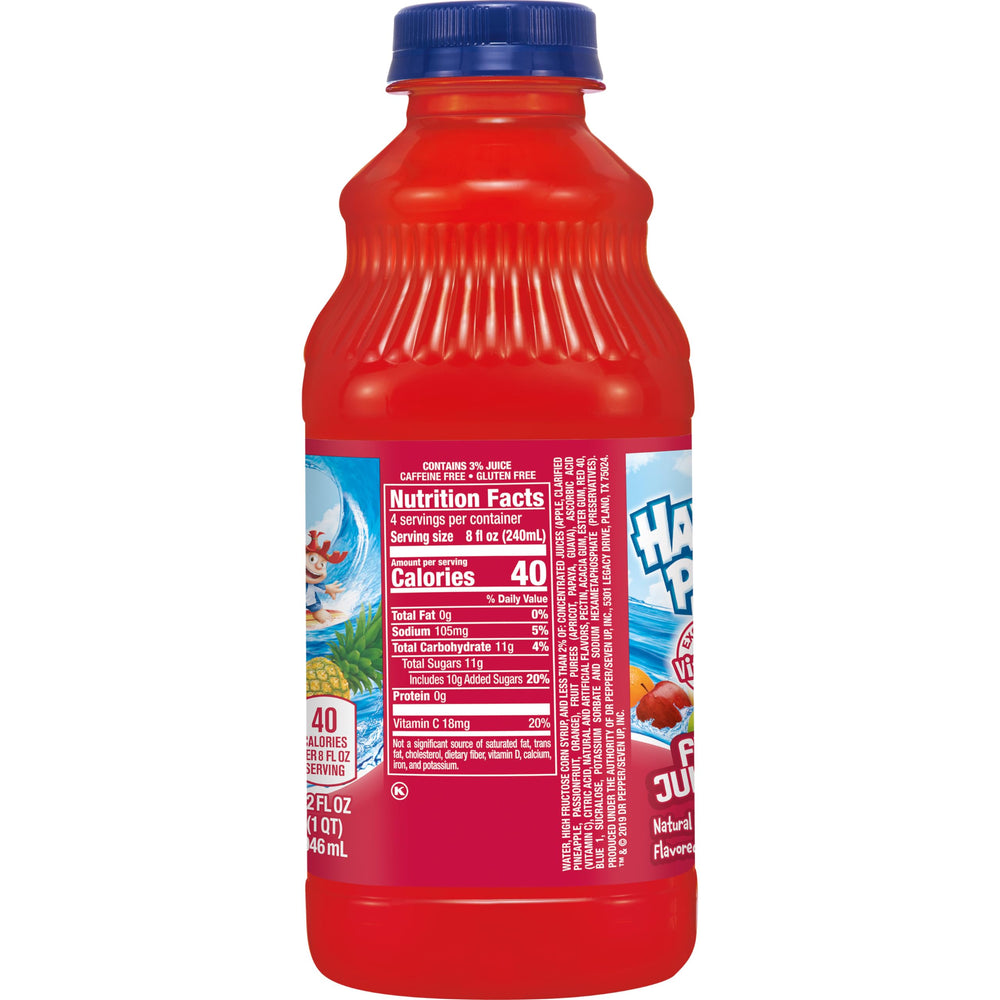 HAWAIIAN PUNCH detalle de etiqueta limpio y legible que facilita identificación