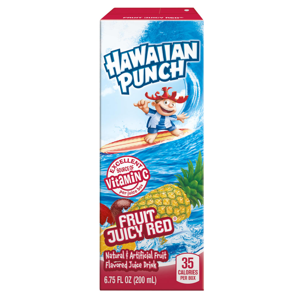 Hawaiian Punch etiqueta con ingredientes y beneficios visibles