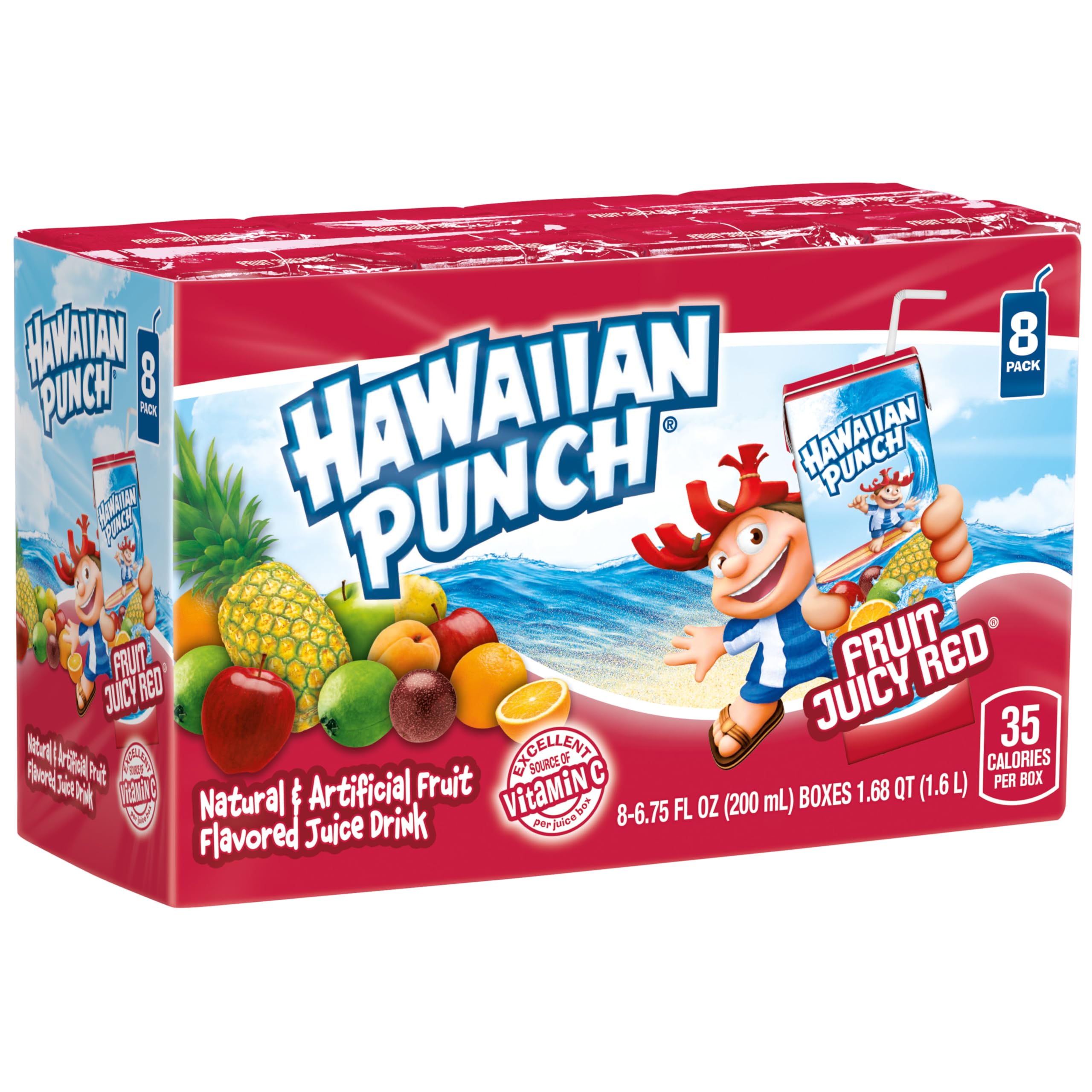 Hawaiian Punch paquetes de ocho apilados para almacenamiento fácil