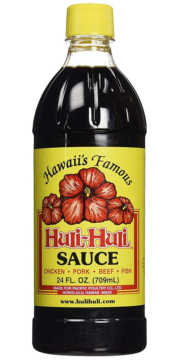 Hawaii's Famous Huli-Huli Sauce vista frontal con botella lista para usar