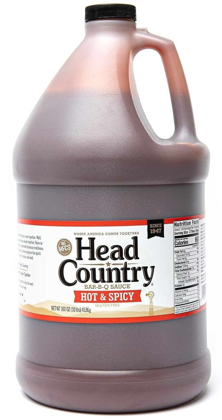Head Country frente del envase 160 oz mostrando volumen y conveniencia