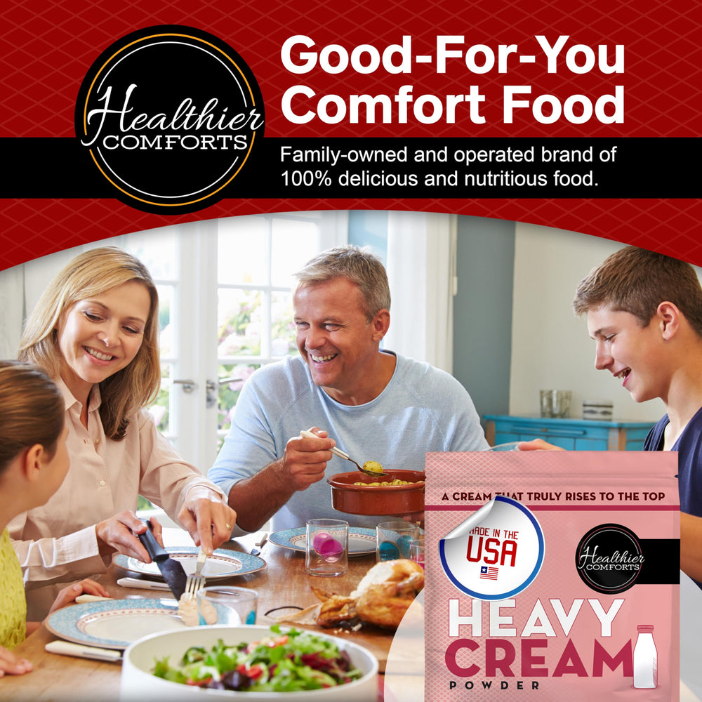 Healthier Comforts etiqueta con certificaciones kosher, sin gluten y non-GMO