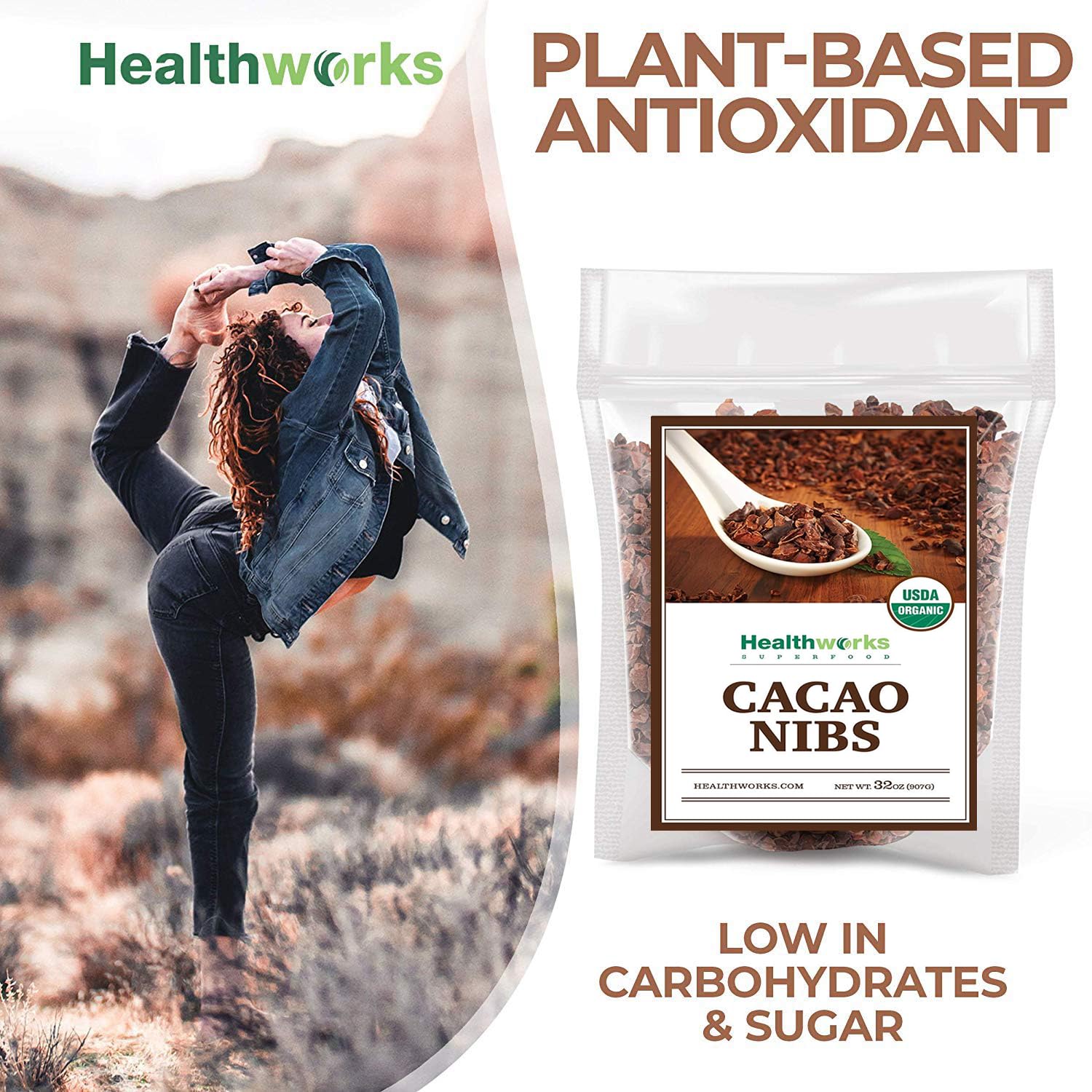 Healthworks Superfoods nibs integrados en galletas caseras, sustituto de chips