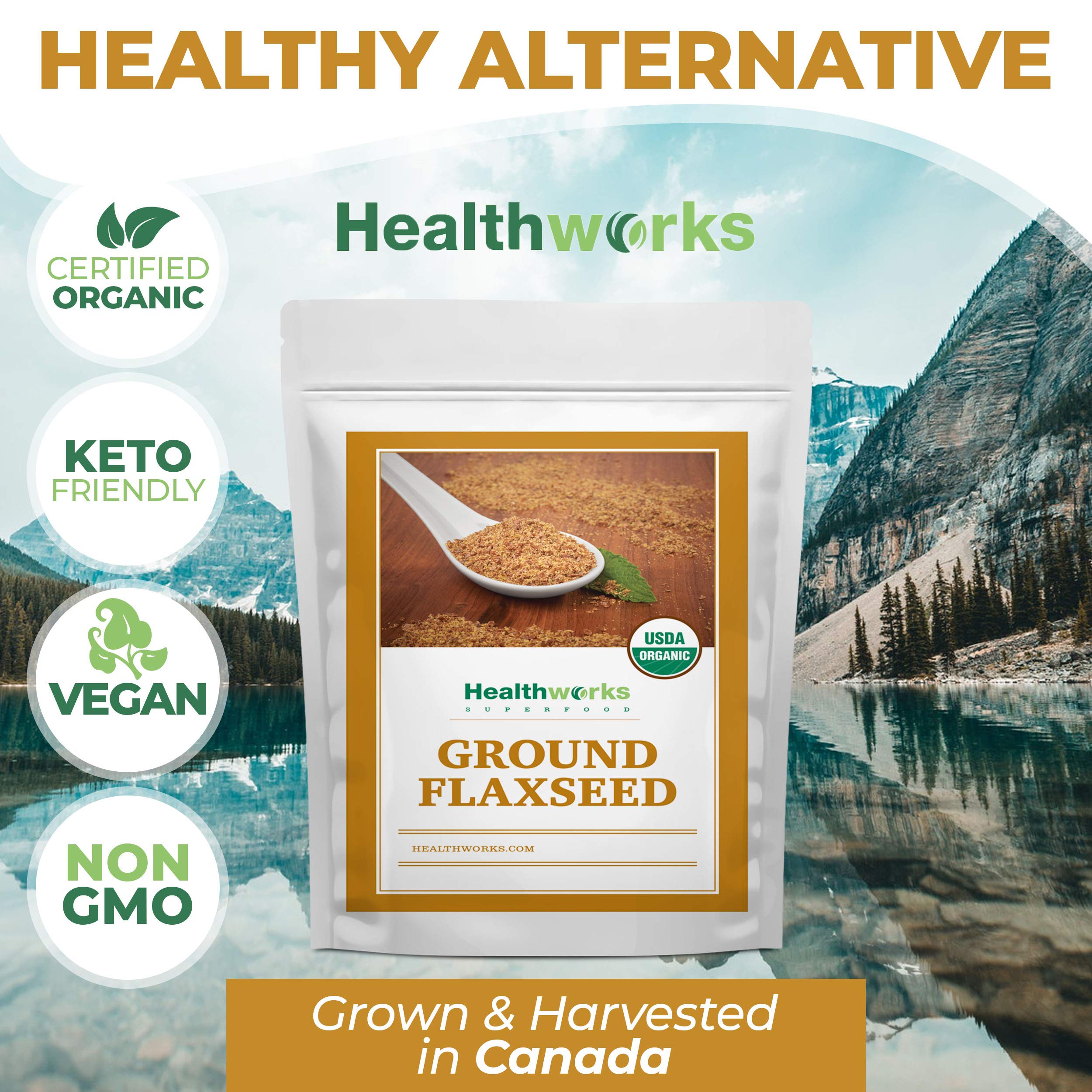 Healthworks Superfoods taza medidora y balanza con lino molido, control de porciones