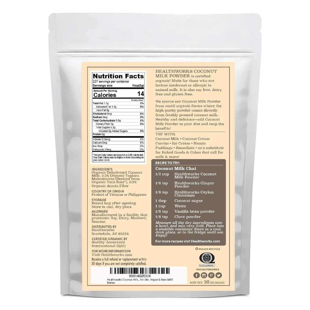 Healthworks Superfoods primer plano del polvo que revela textura fina y pureza