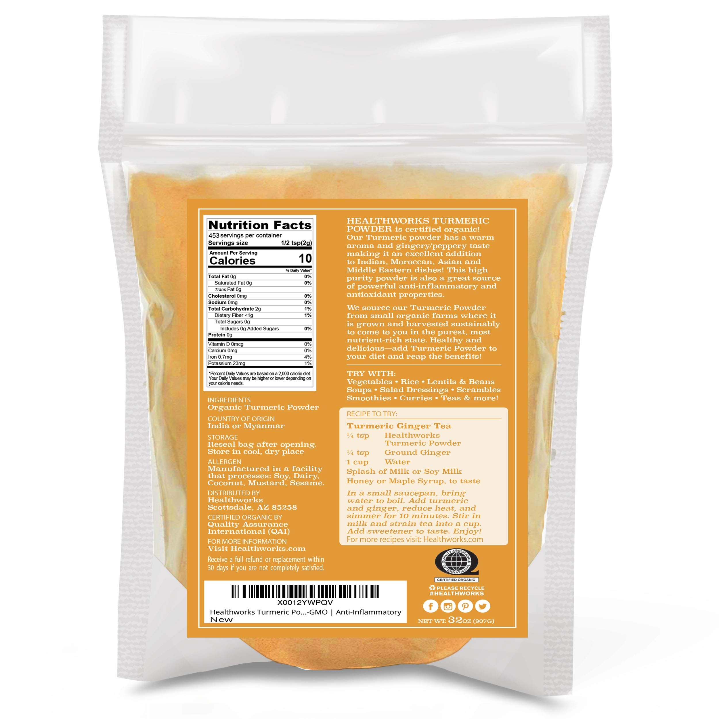 Healthworks Superfoods primer plano de textura fina del polvo para cocinar