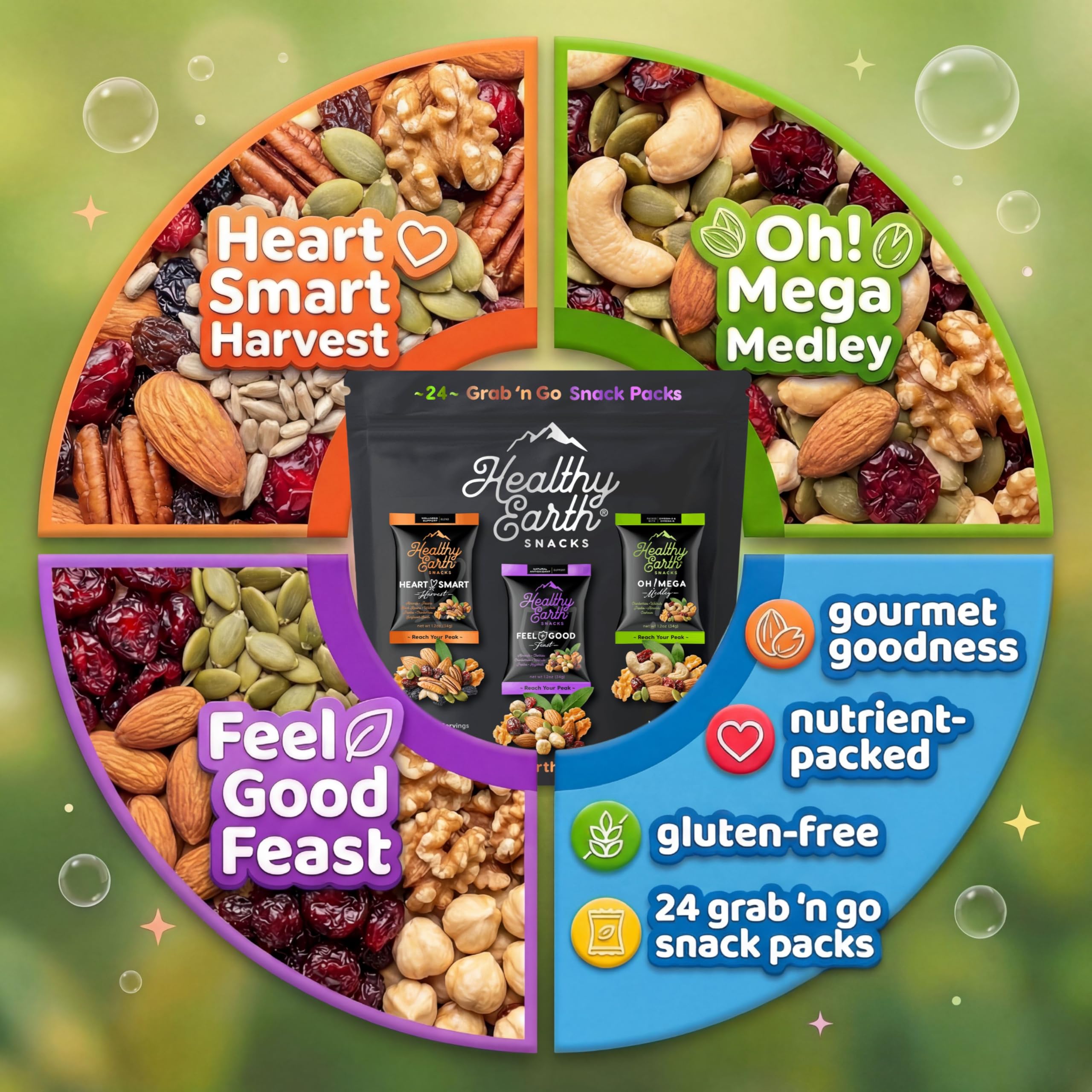 Healthy Earth las tres variedades alineadas para escoger sabor