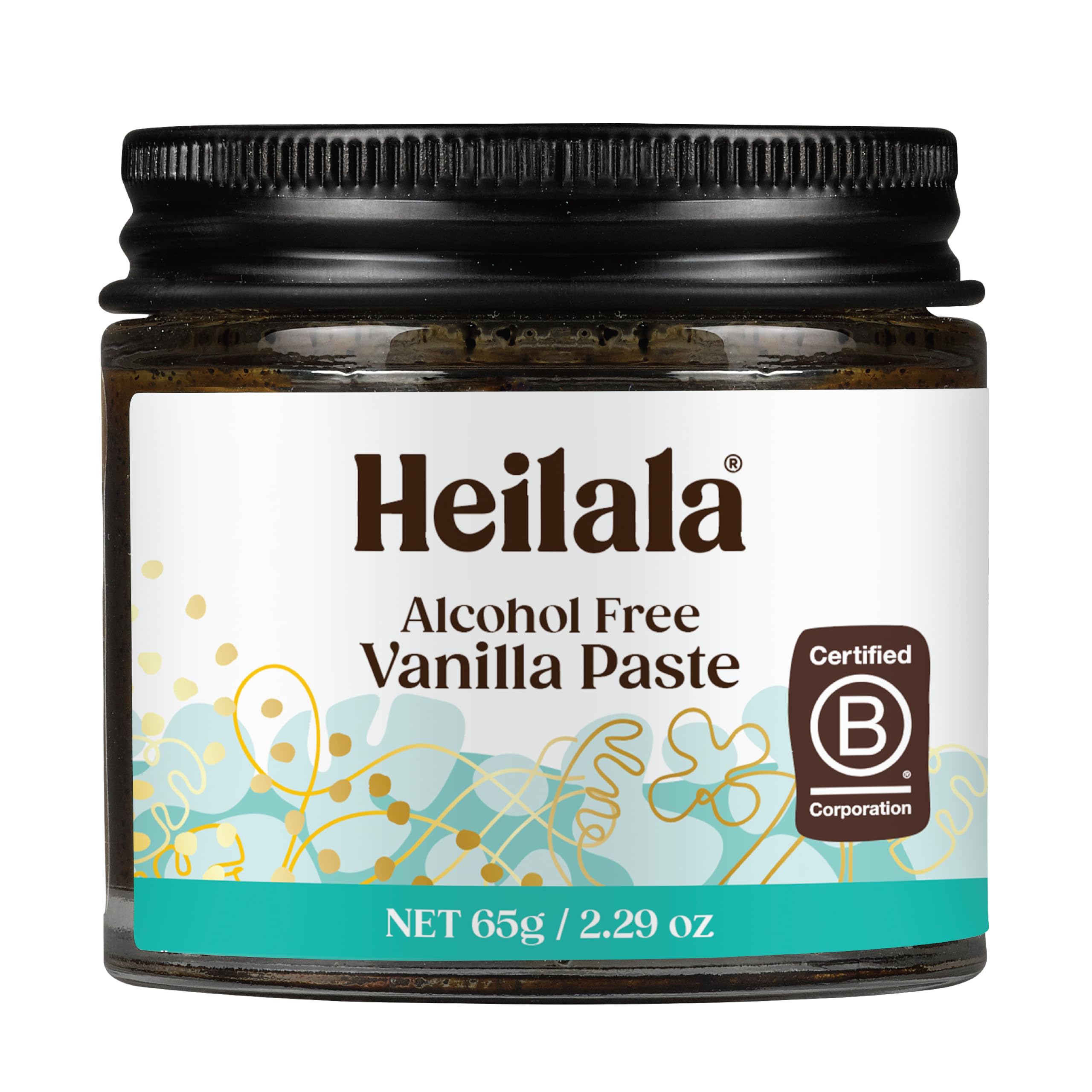 Heilala frasco frontal mostrando etiqueta clara y calidad gourmet