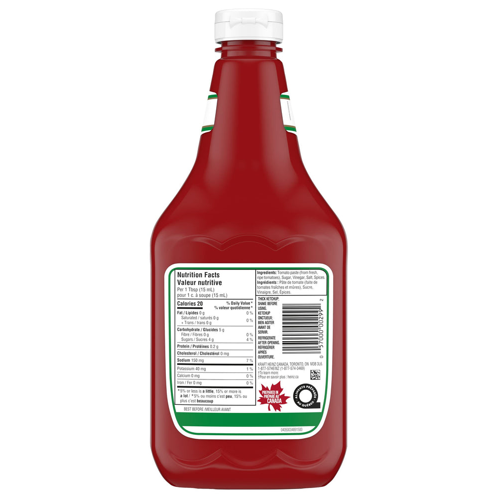 HEINZ detalle de la etiqueta con el nombre y origen canadiense
