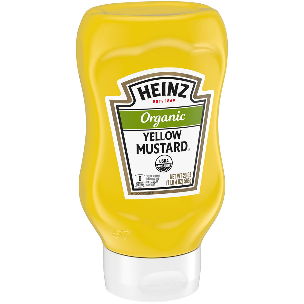 Heinz mostaza en botella junto a hamburguesa realza sabor y uso