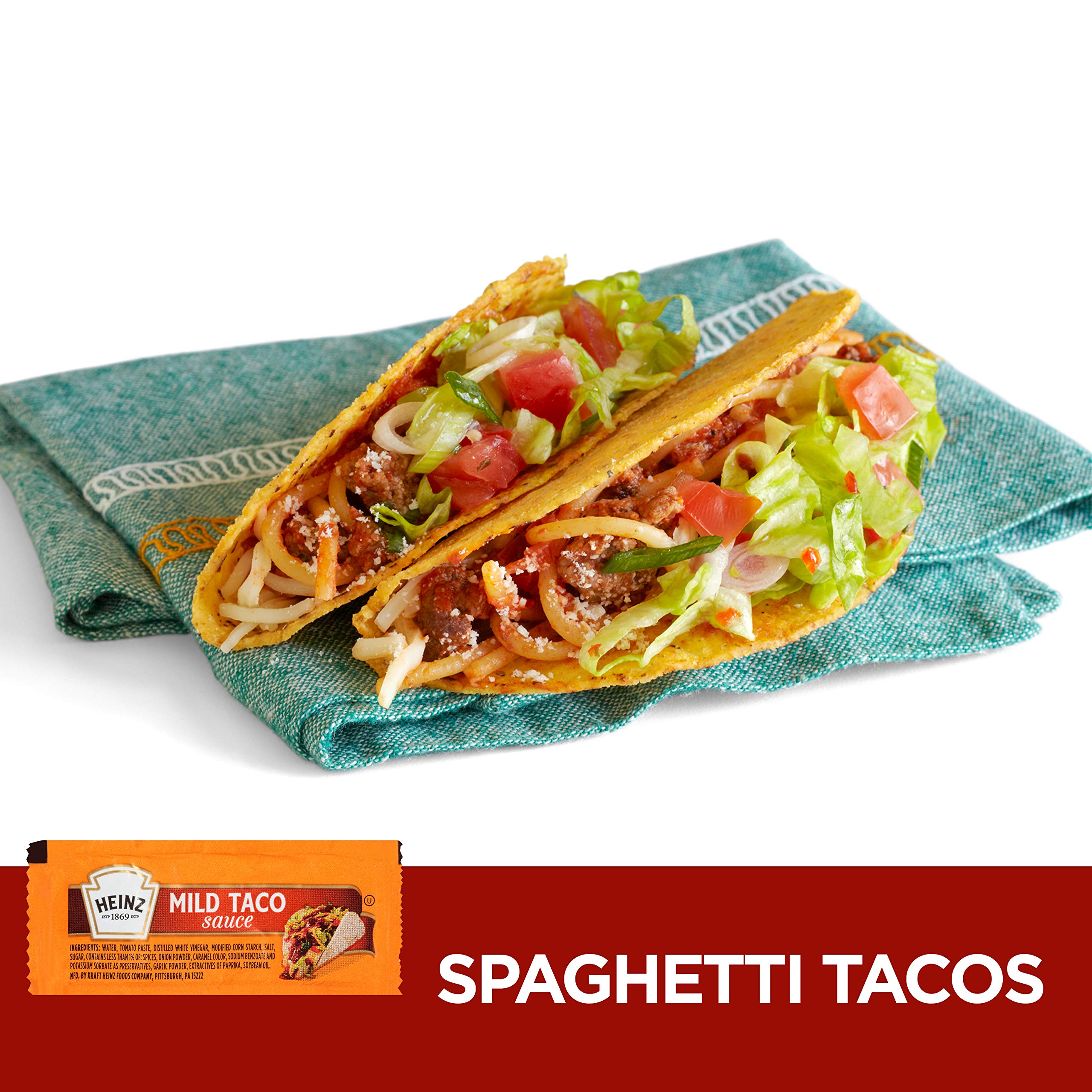HEINZ salsa en taco servida, añade sabor sin picante fuerte