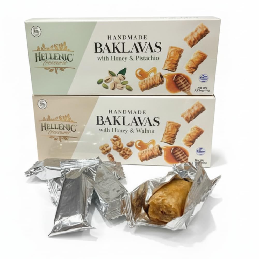 Hellenic Treasures caja doble frontal con porciones envueltas para llevar