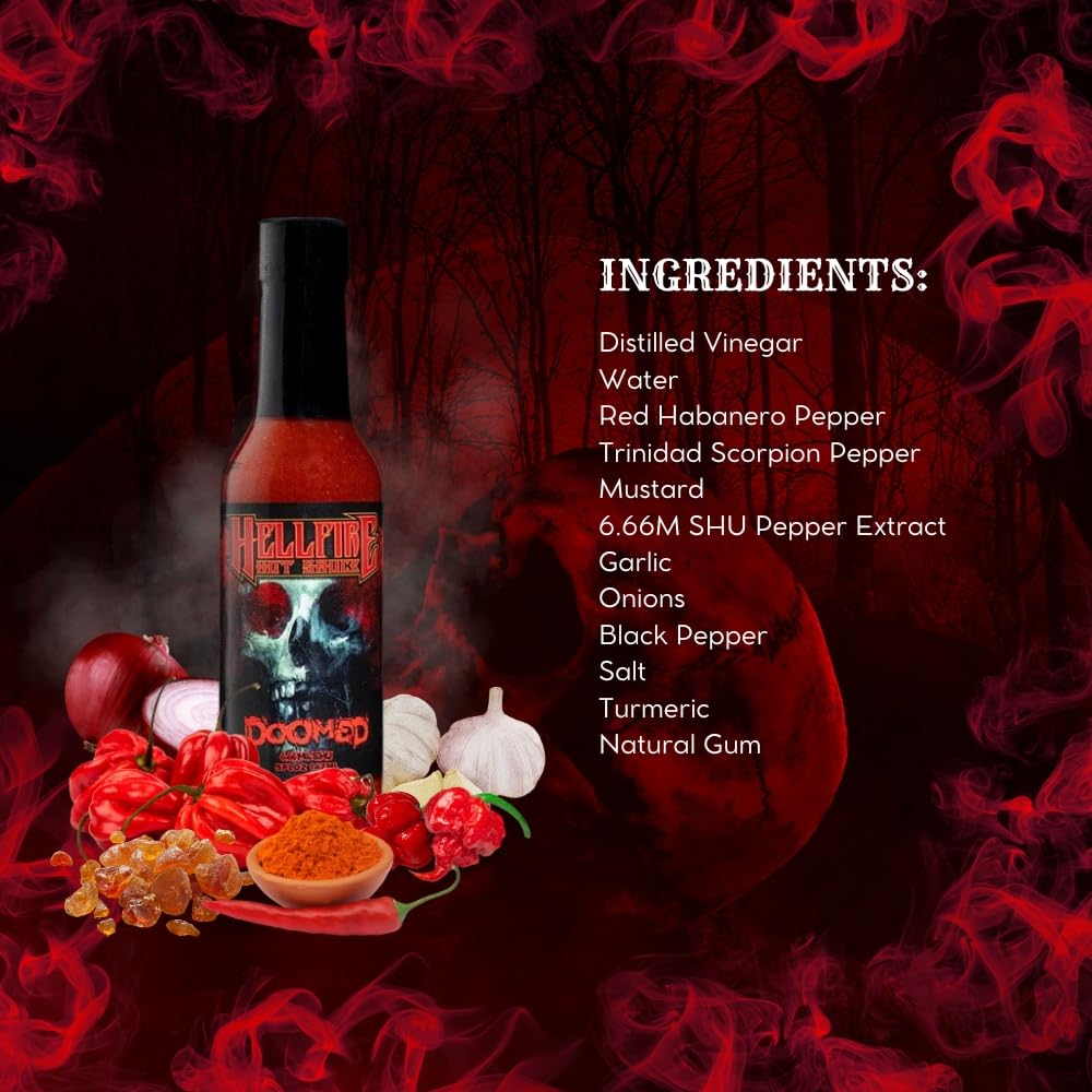 Hell Fire botella colocada en encimera de cocina list a para usar en recetas caseras