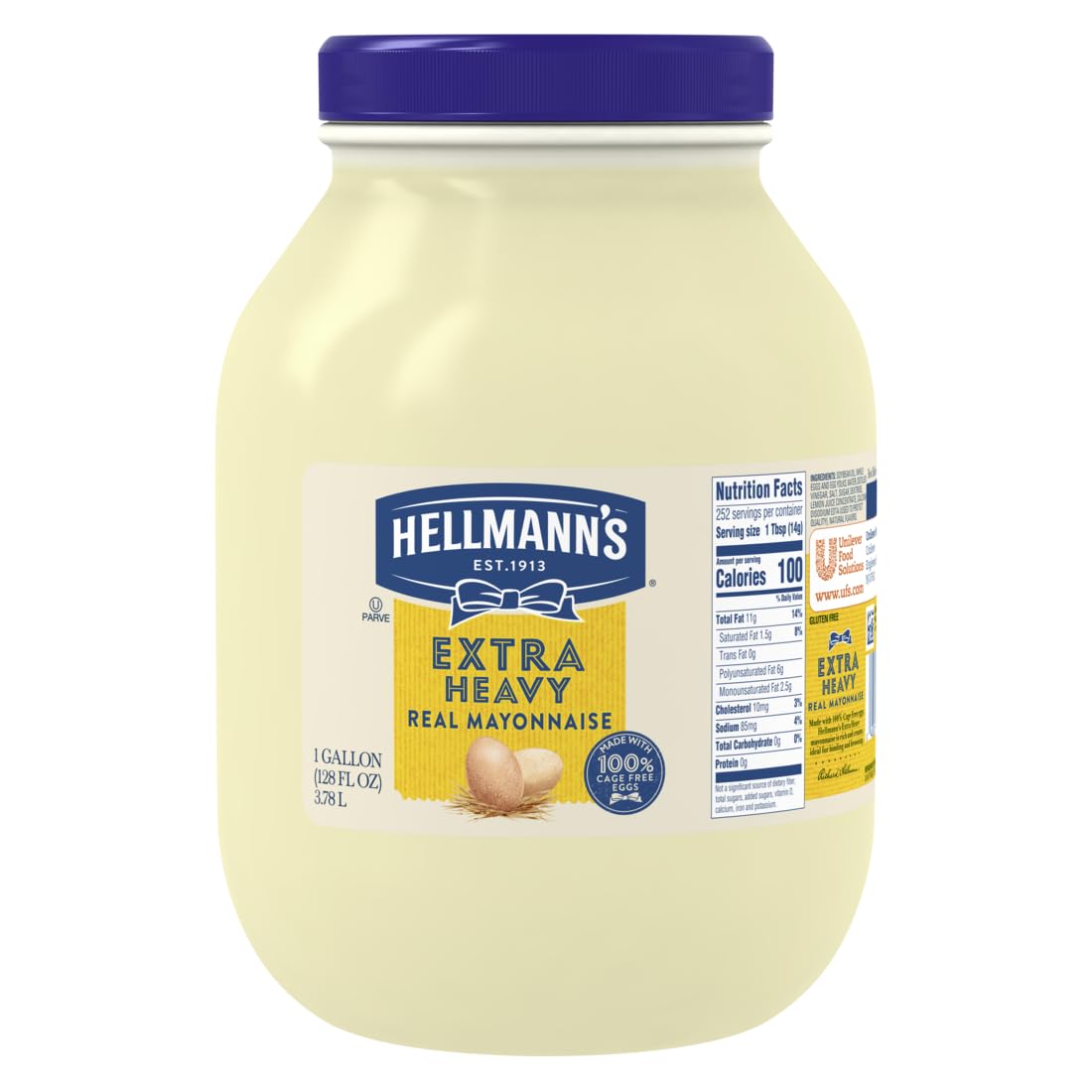 HELLMANN'S frasco frontal de 1 galón, presentación para cocinas profesionales