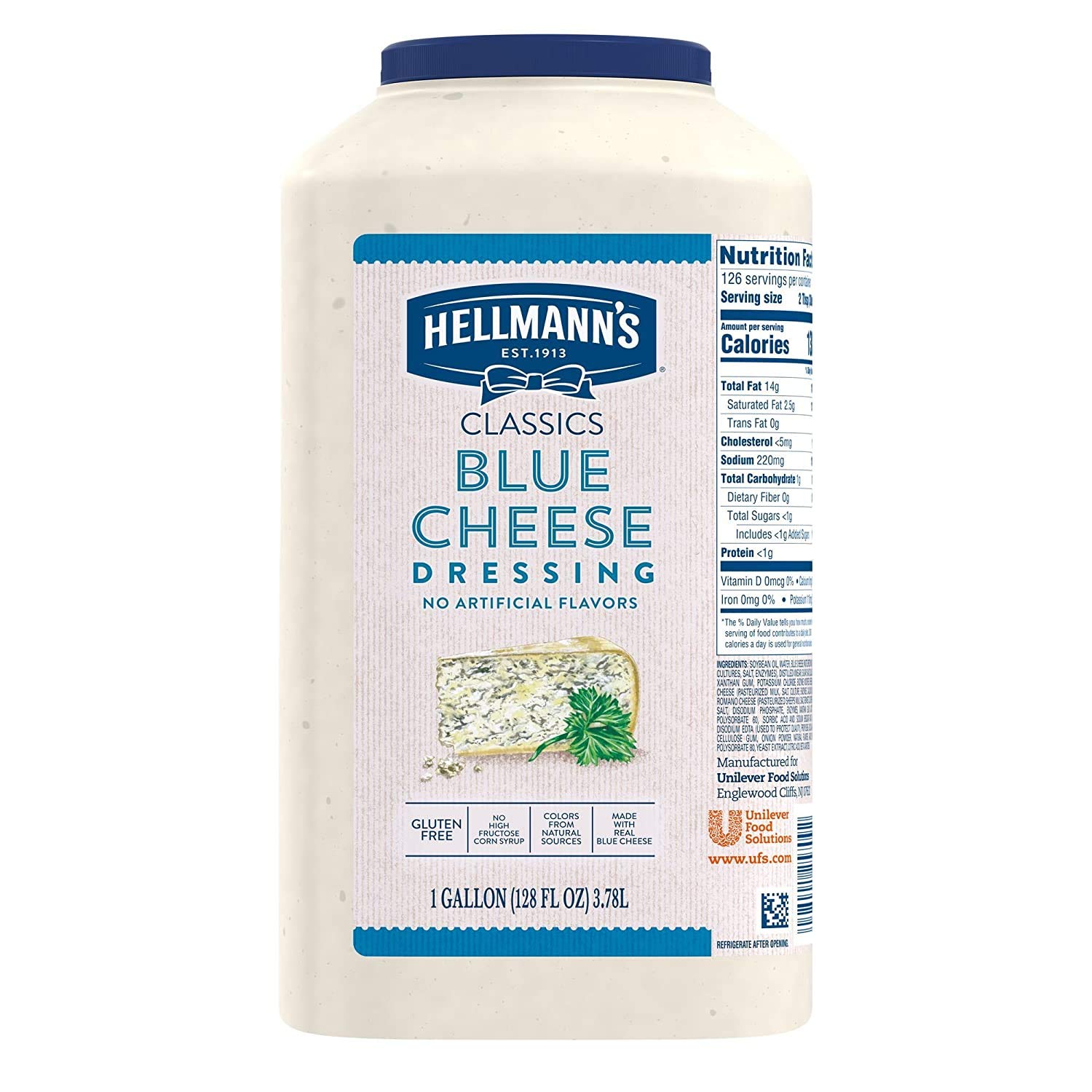 Hellmann's jarra frontal mostrando etiqueta y volumen, facilita servicio profesional