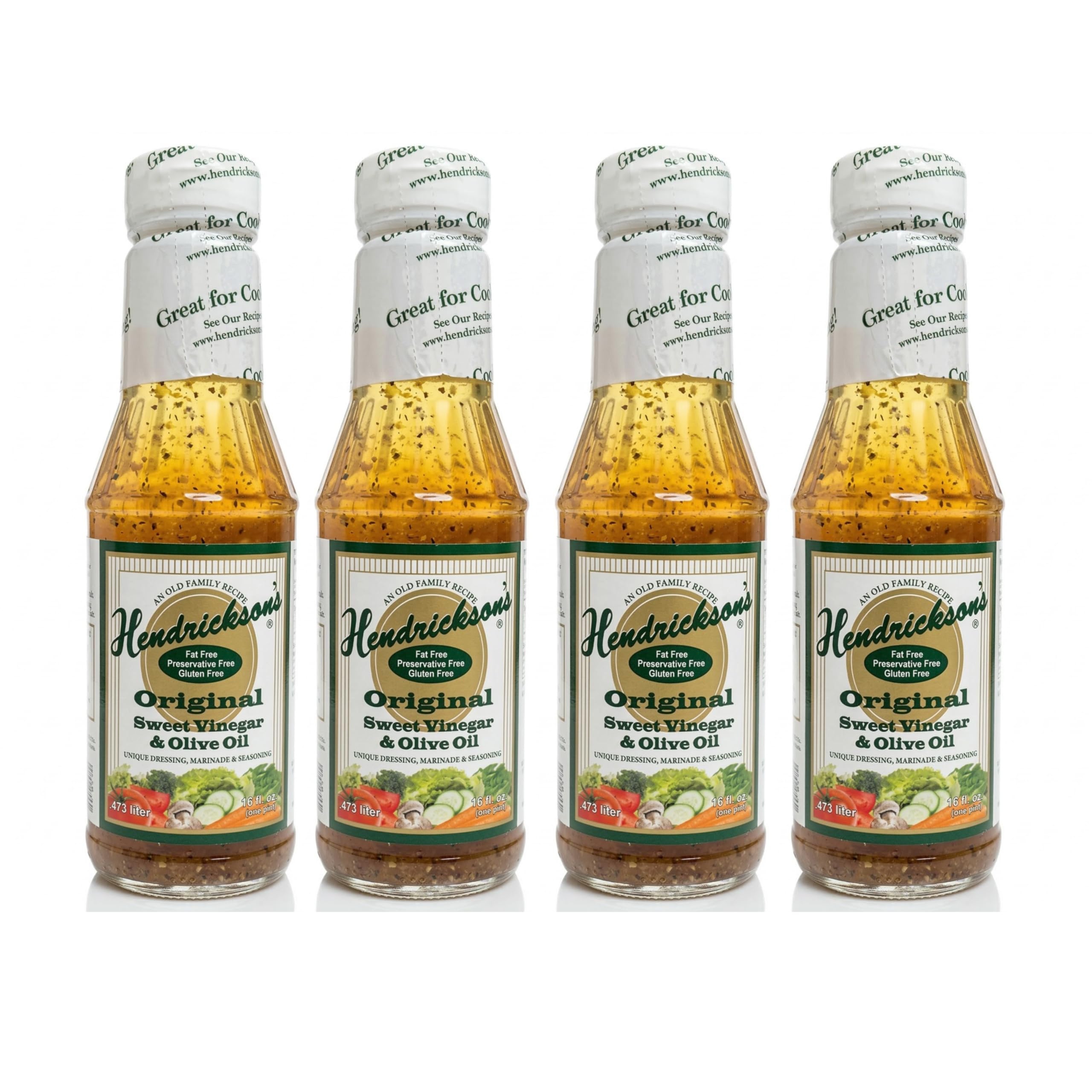 Hendricksons botella frontal 16 fl oz mostrando etiqueta clara y tamaño práctico