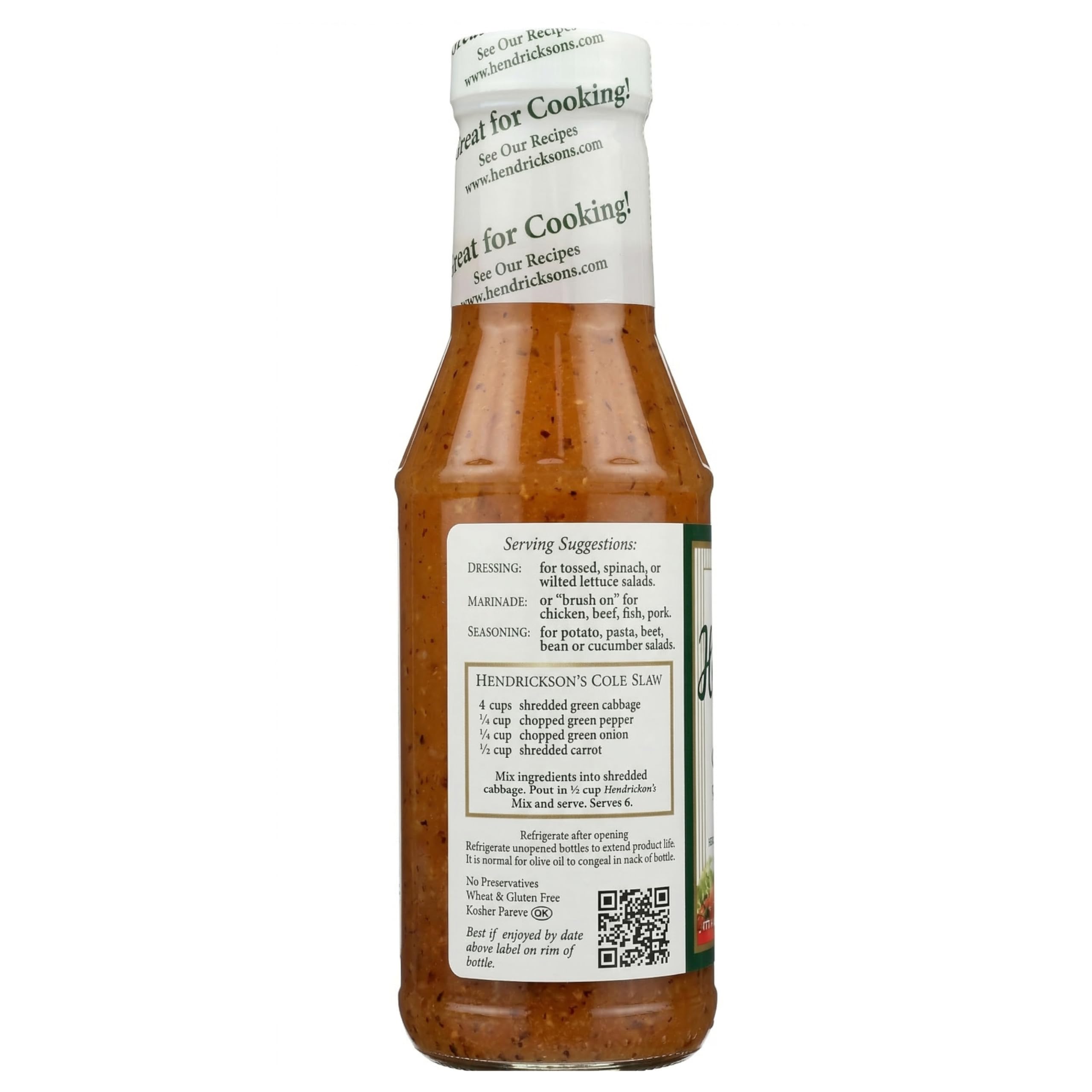 Hendricksons gota y textura del aderezo mostrando brillo del aceite y equilibrio