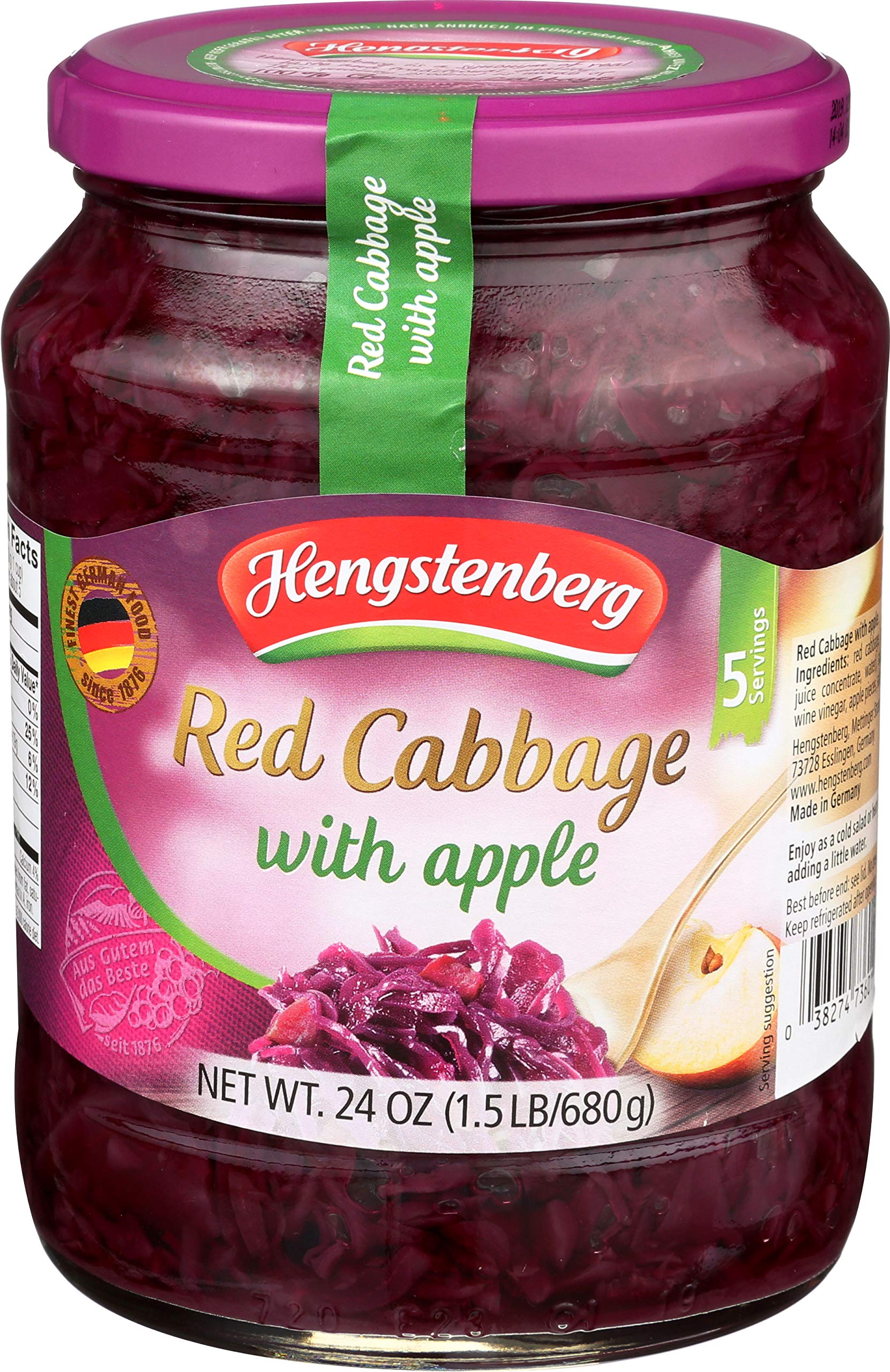 Hengstenberg frasco frontal de col roja con manzana listo para servir