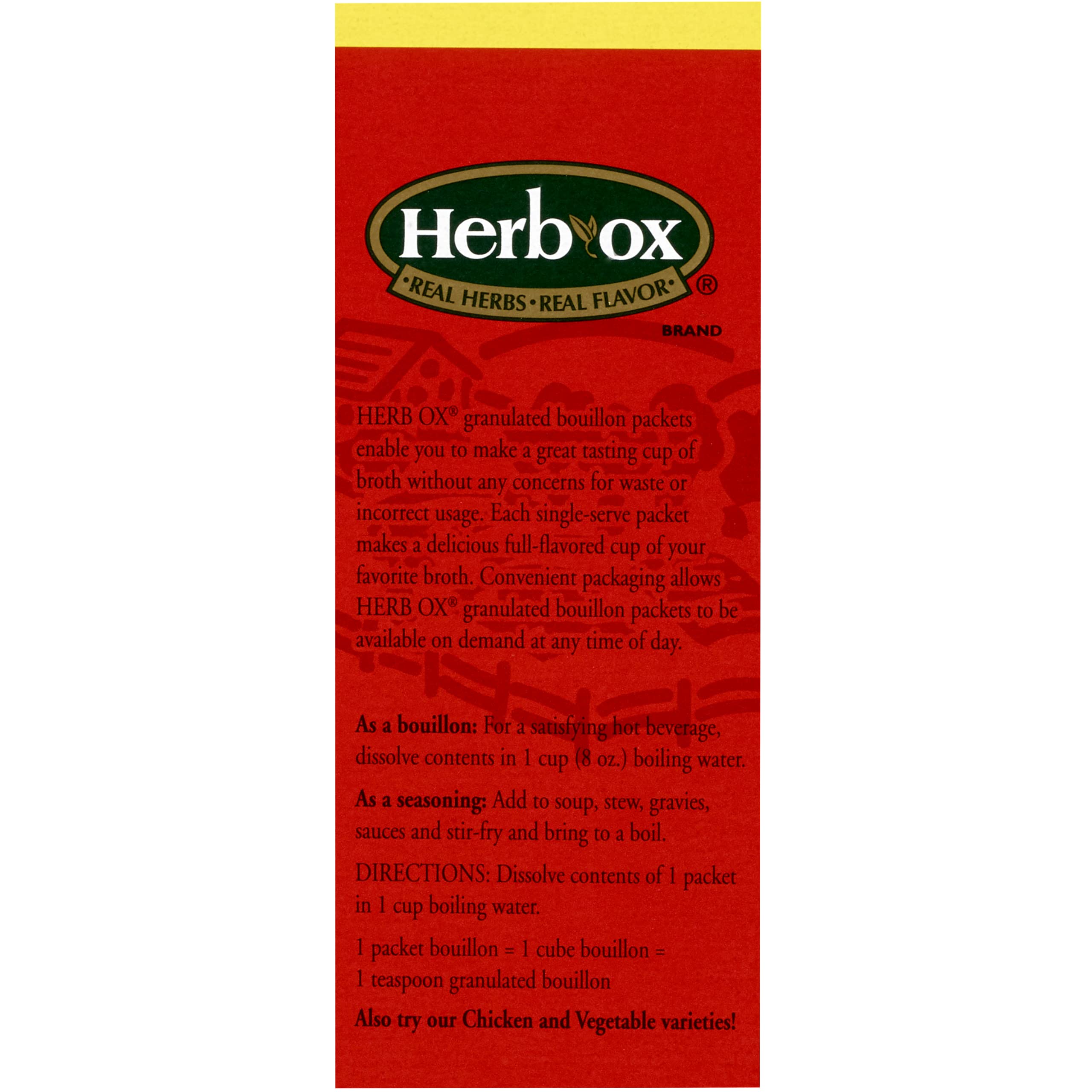 Herb-Ox uso en cocina mostrando guiso enriquecido con un sobre