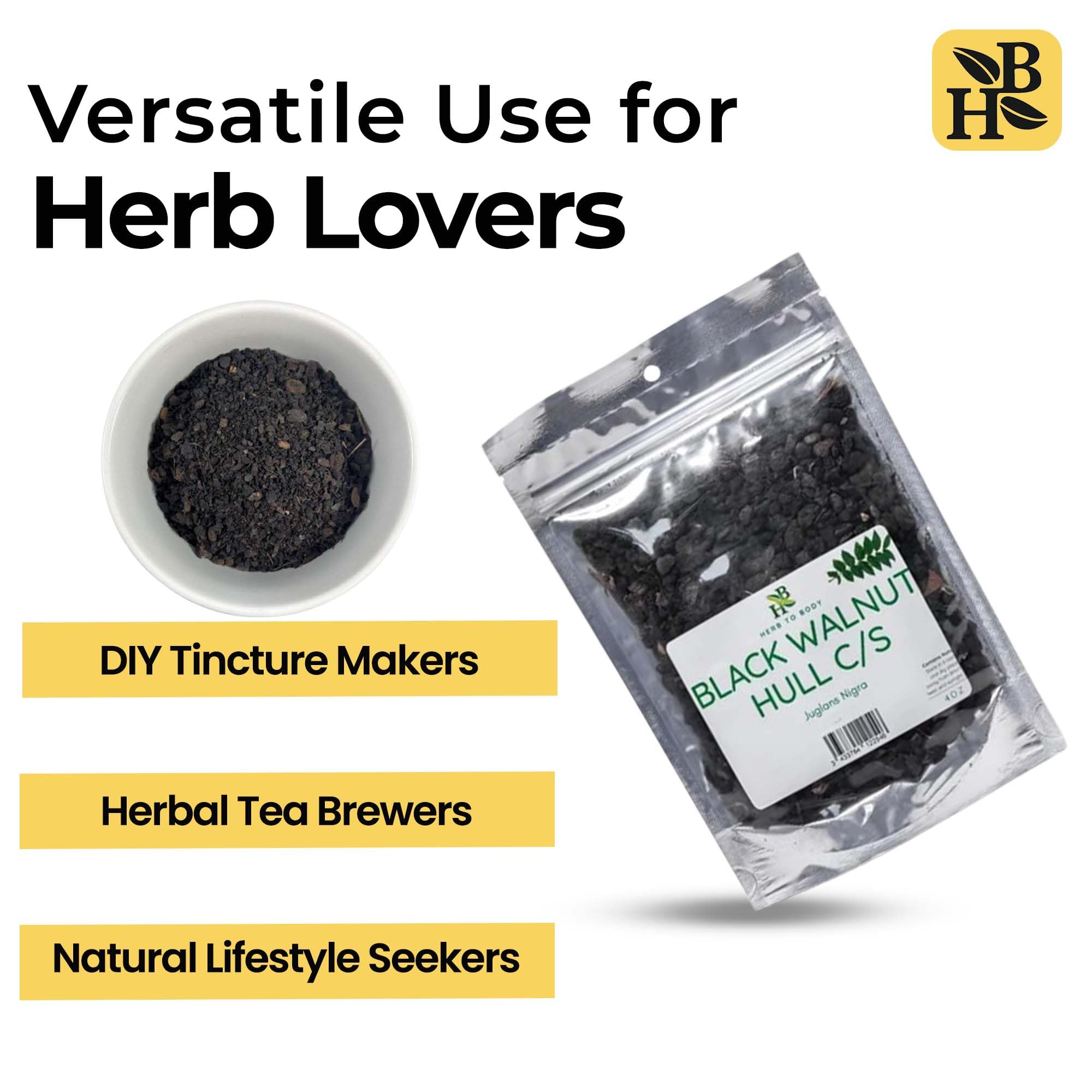 Herb To Body vista cercana de la textura triturada, facilita dosificación precisa