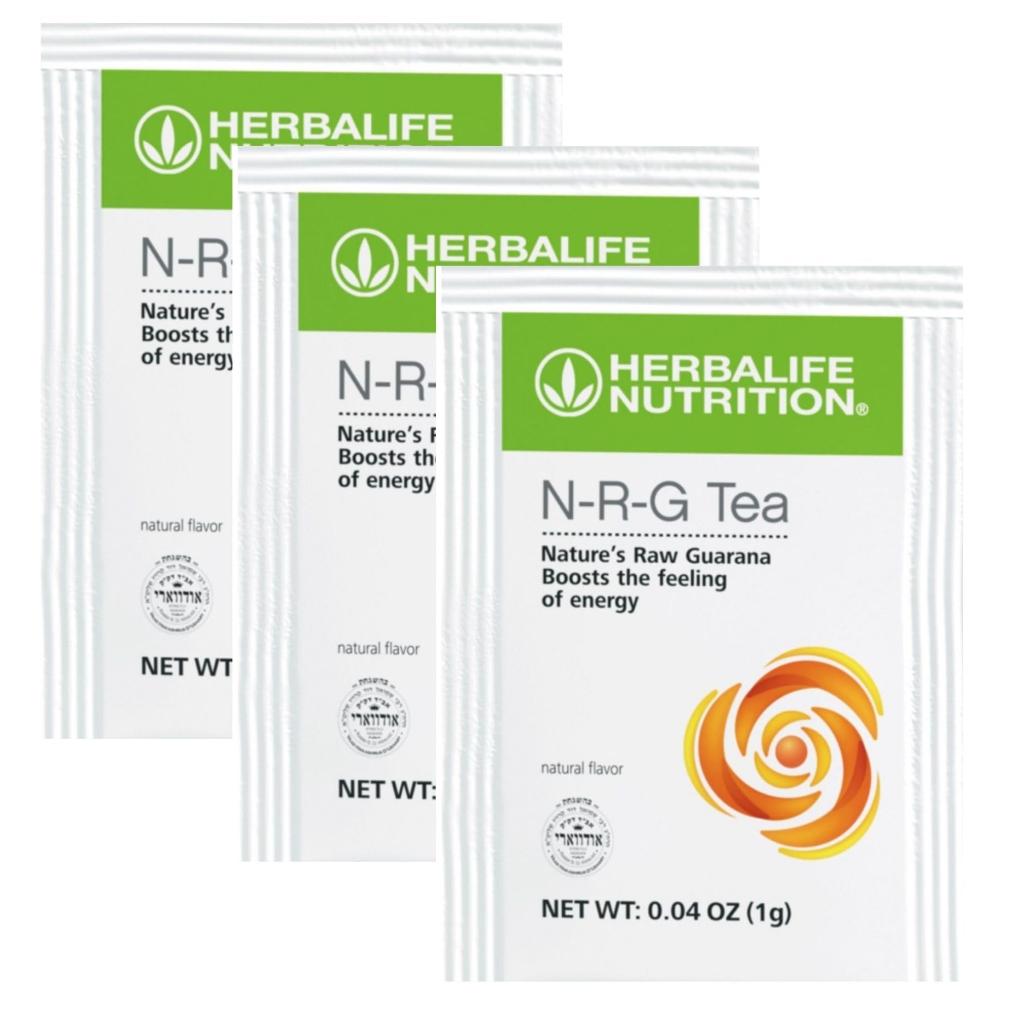 Herbalife N-R-G sobre frontal mostrando el empaque y energía instantánea