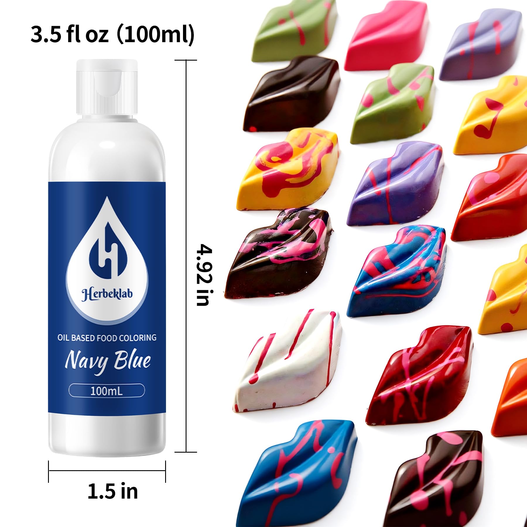 Herbeklab textura en gotero de colorante oleoso, mezcla uniforme y sin separación