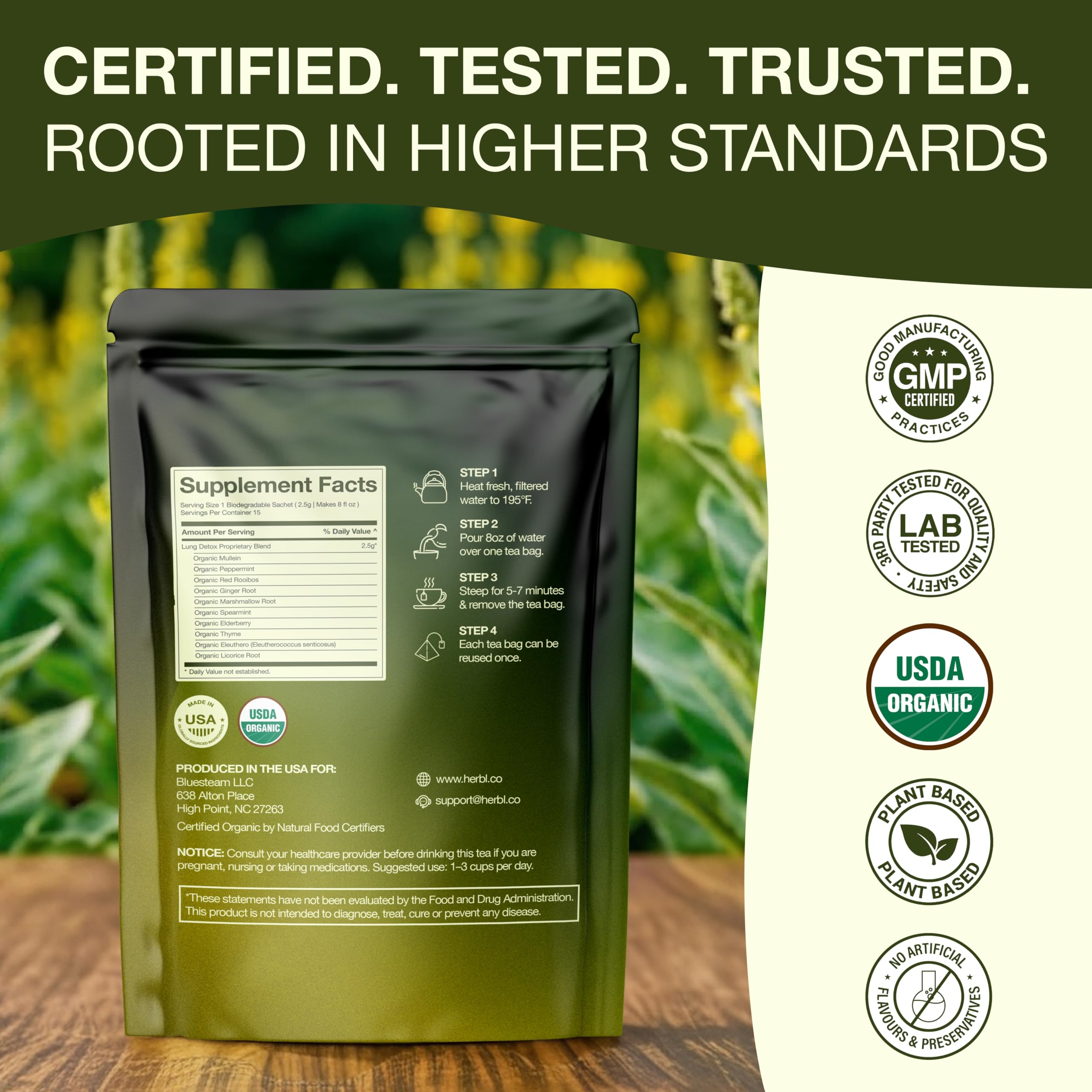herbl etiqueta USDA Organic certificando origen orgánico y confianza