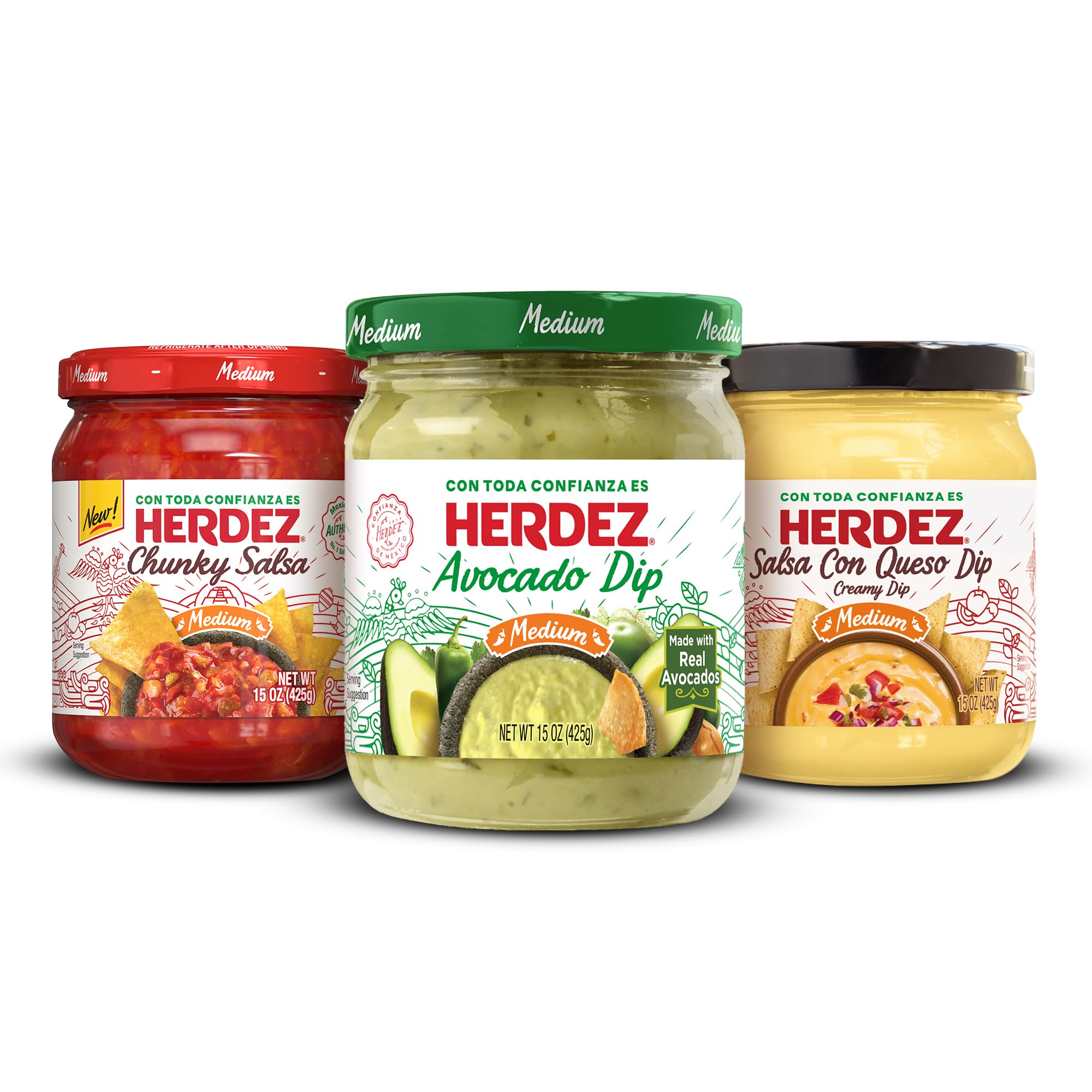 HERDEZ close-up chunkysalsa con trozos y textura real que resalta frescura