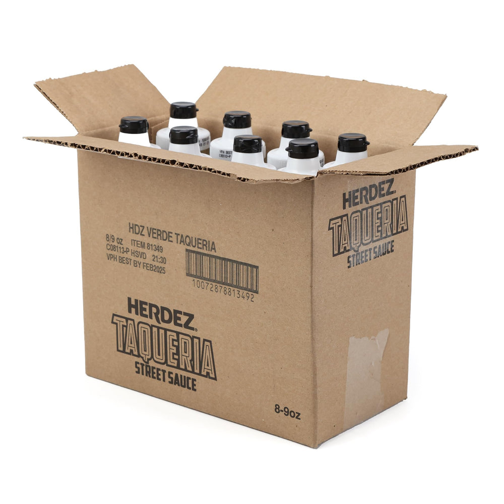 Herdez botella frontal mostrando etiqueta y diseño práctico