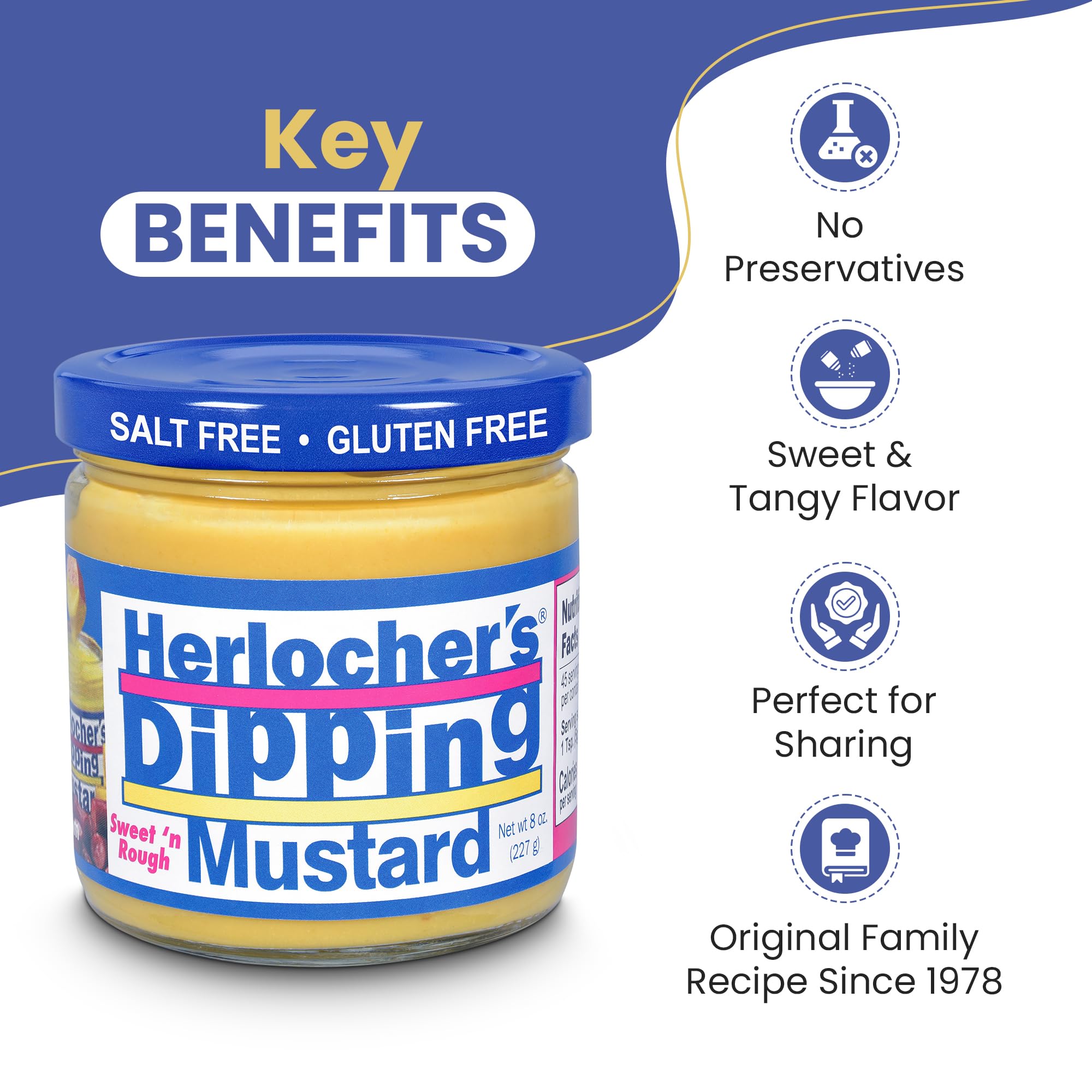 HERLOCHER'S DIPPING MUSTARD pack de dos frascos listos para despensa