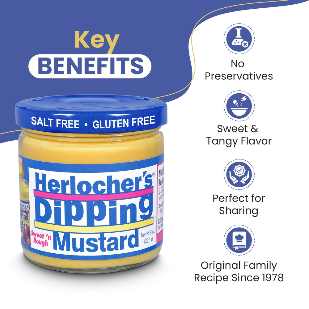 HERLOCHER'S DIPPING MUSTARD pack de dos frascos listos para despensa