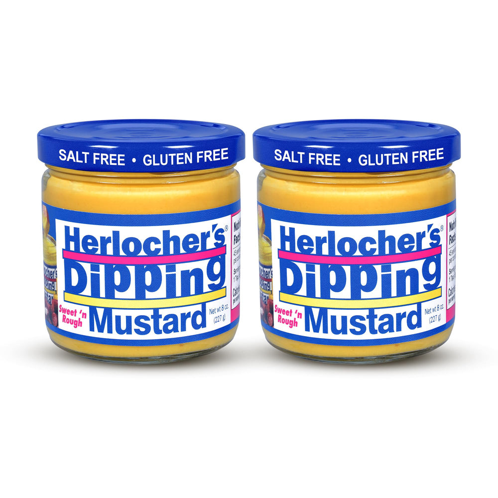 HERLOCHER'S DIPPING MUSTARD frente del frasco mostrando marca y color