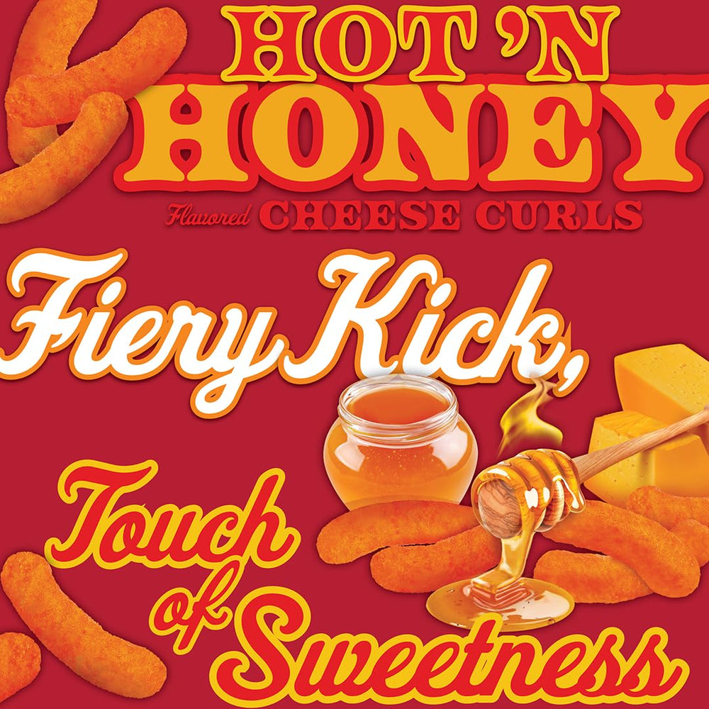 HERR'S presentación Hot & Honey en mesa de fiesta acompañada de bebidas