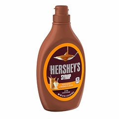 HERSHEY'S botella frontal mostrando etiqueta y tapa práctica para servir