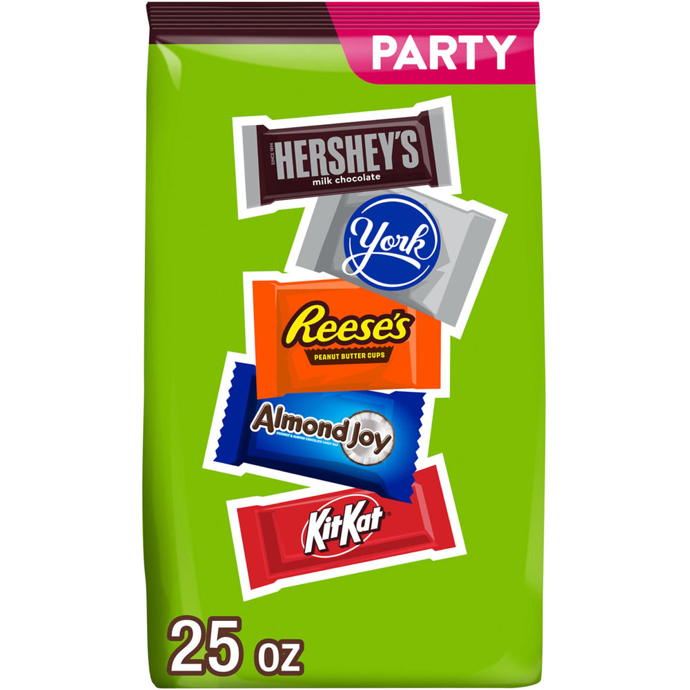 HERSHEY'S vista frontal del paquete de 25 oz que facilita repartir golosinas