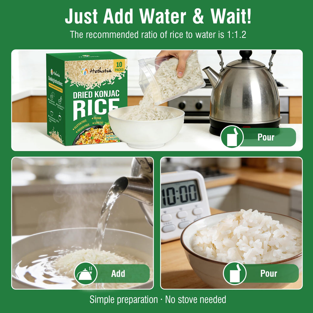 Hethstia arroz shirataki en receta de arroz frito bajo en calorías
