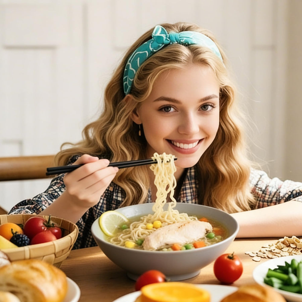 Hethstia ramen combinado con vegetales frescos para mayor nutrición