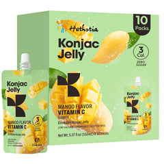 Hethstia empaque frontal sabor mango mostrando diseño y beneficios en la etiqueta