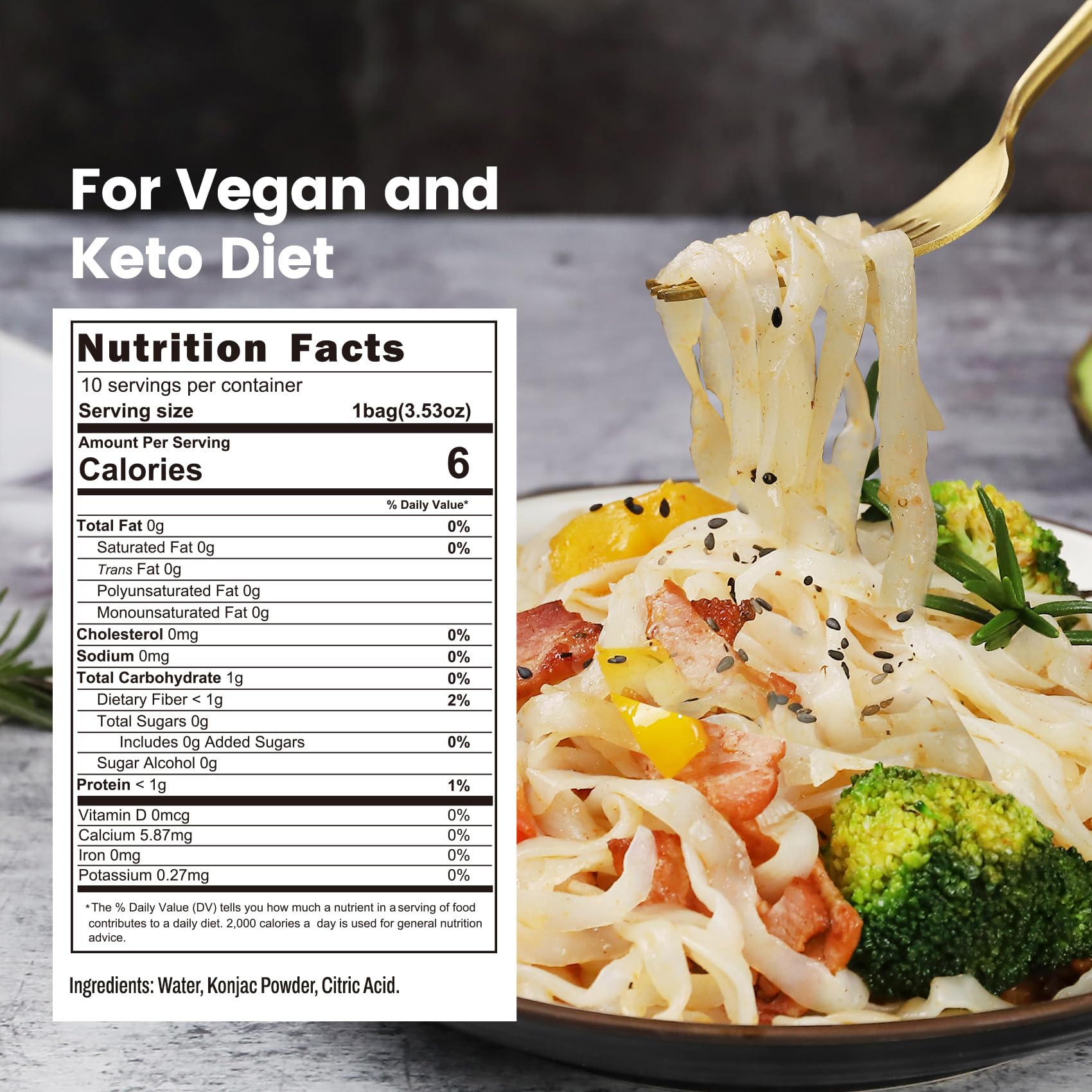 Hethstia primer plano textura de fideos konjac que muestra su apariencia ligera