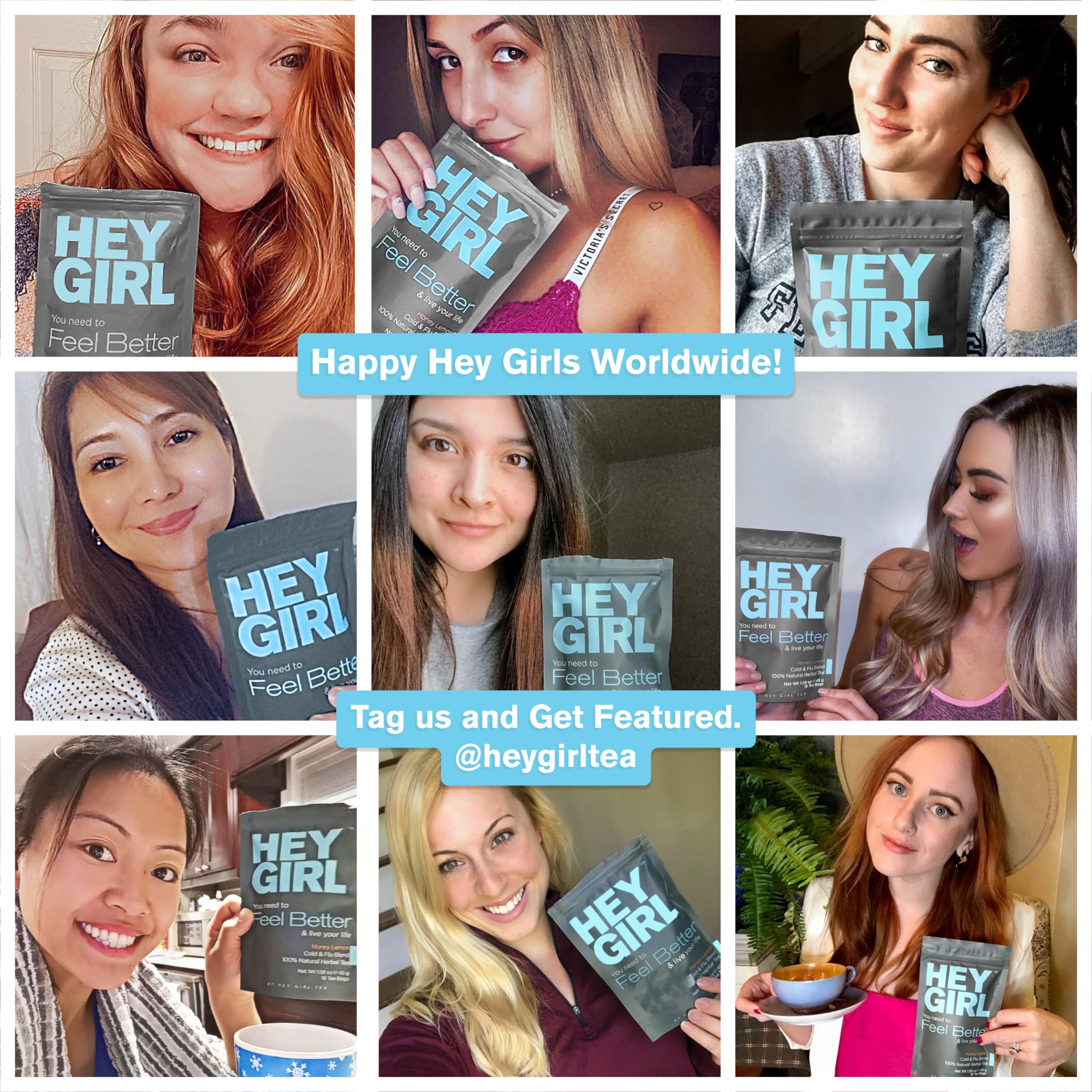 Hey Girl Tea comparación de tamaño de bolsitas para uso diario práctico