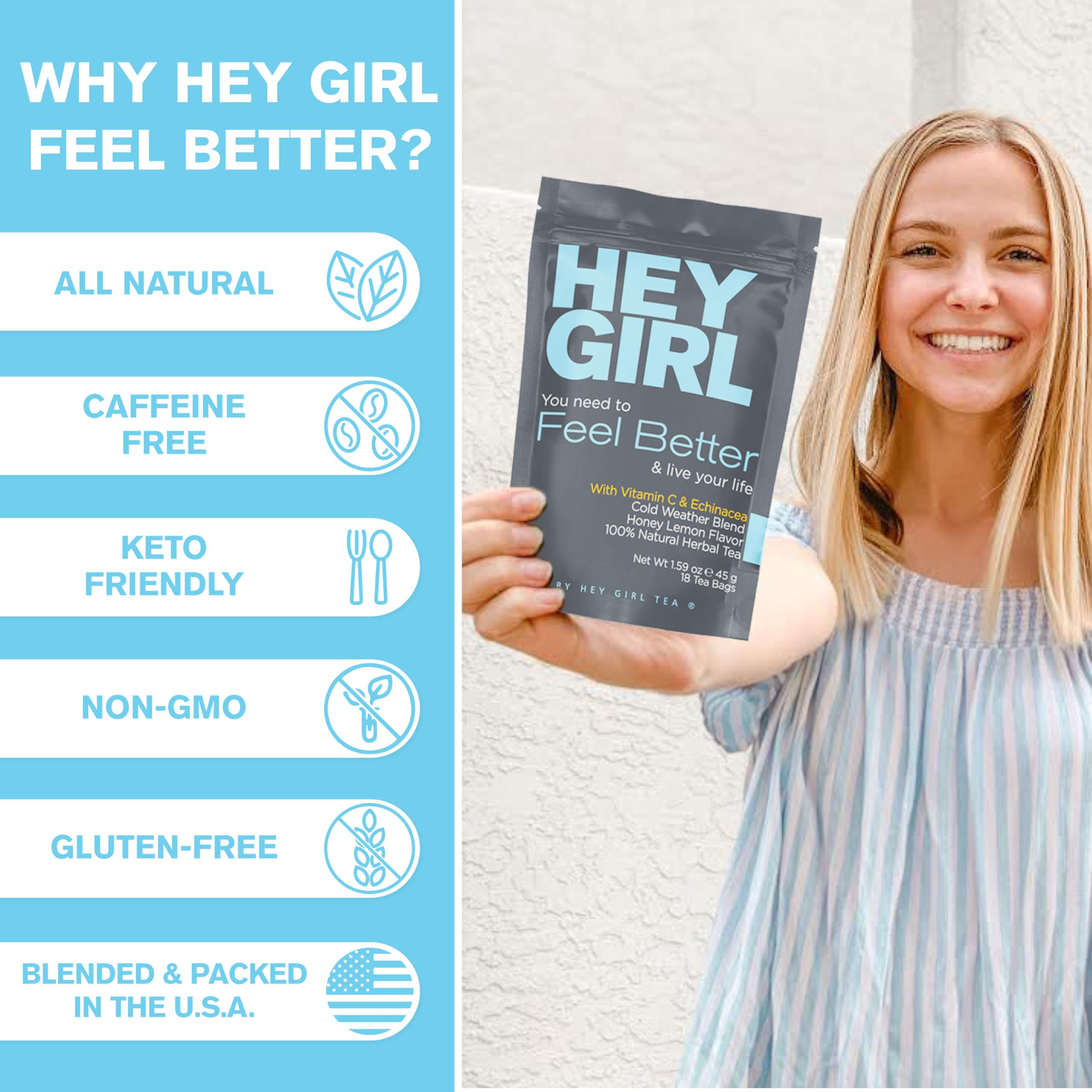Hey Girl Tea caja en cesta de regalo ideal como paquete de cuidado