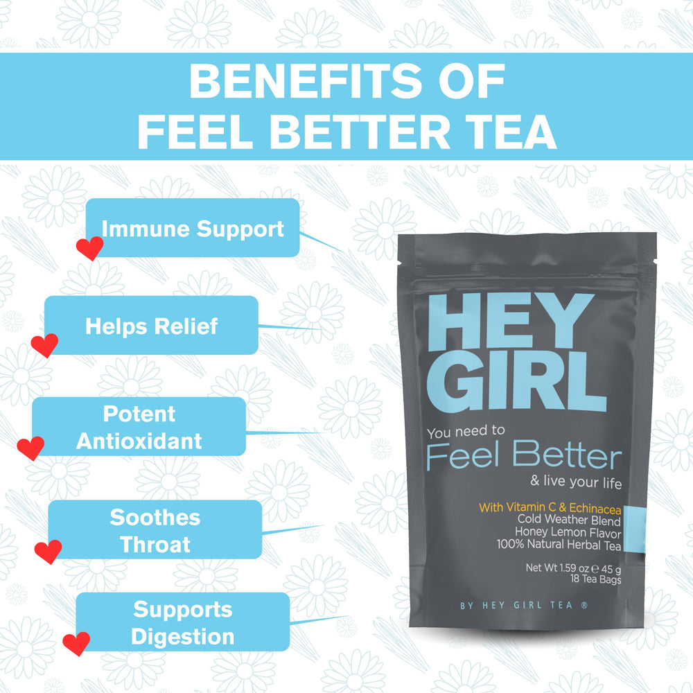 Hey Girl Tea taza humeante servida para alivio y confort